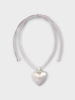 Patou Patou Necklace, Silver, Heart Ribbon Necklace In Silver