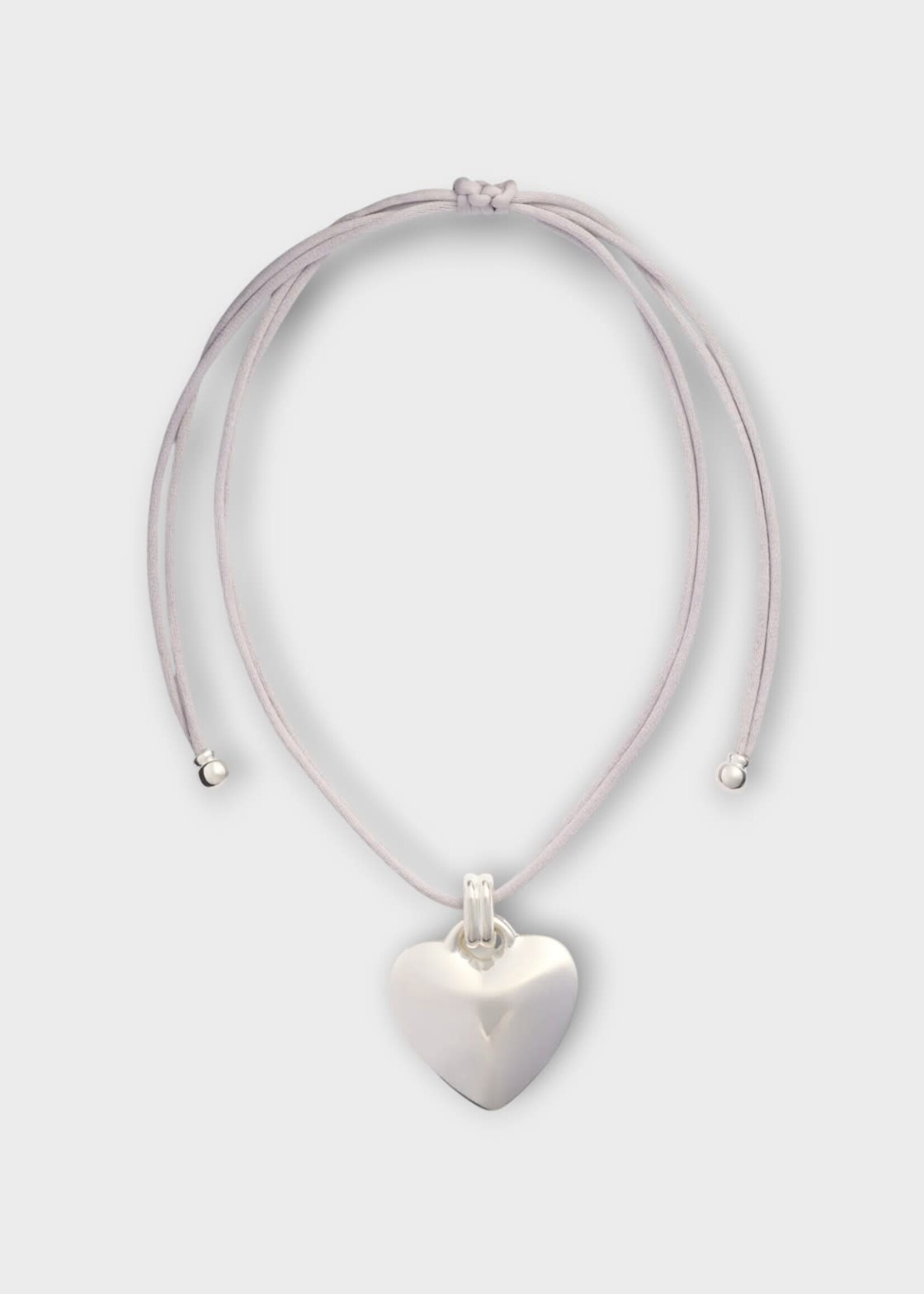 Patou Patou Necklace, Silver, Heart Ribbon Necklace In Silver