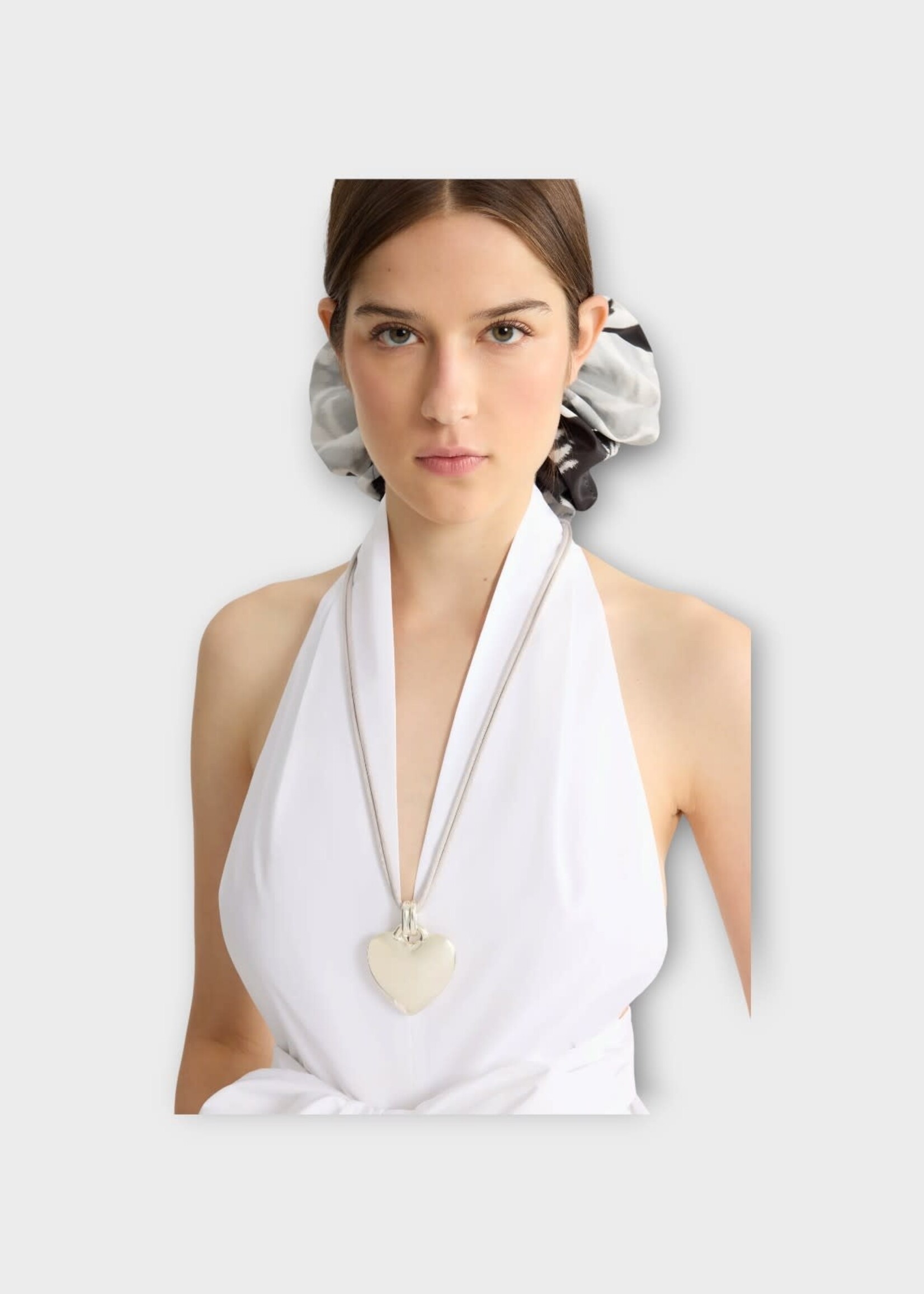 Patou Patou Necklace, Silver, Heart Ribbon Necklace In Silver