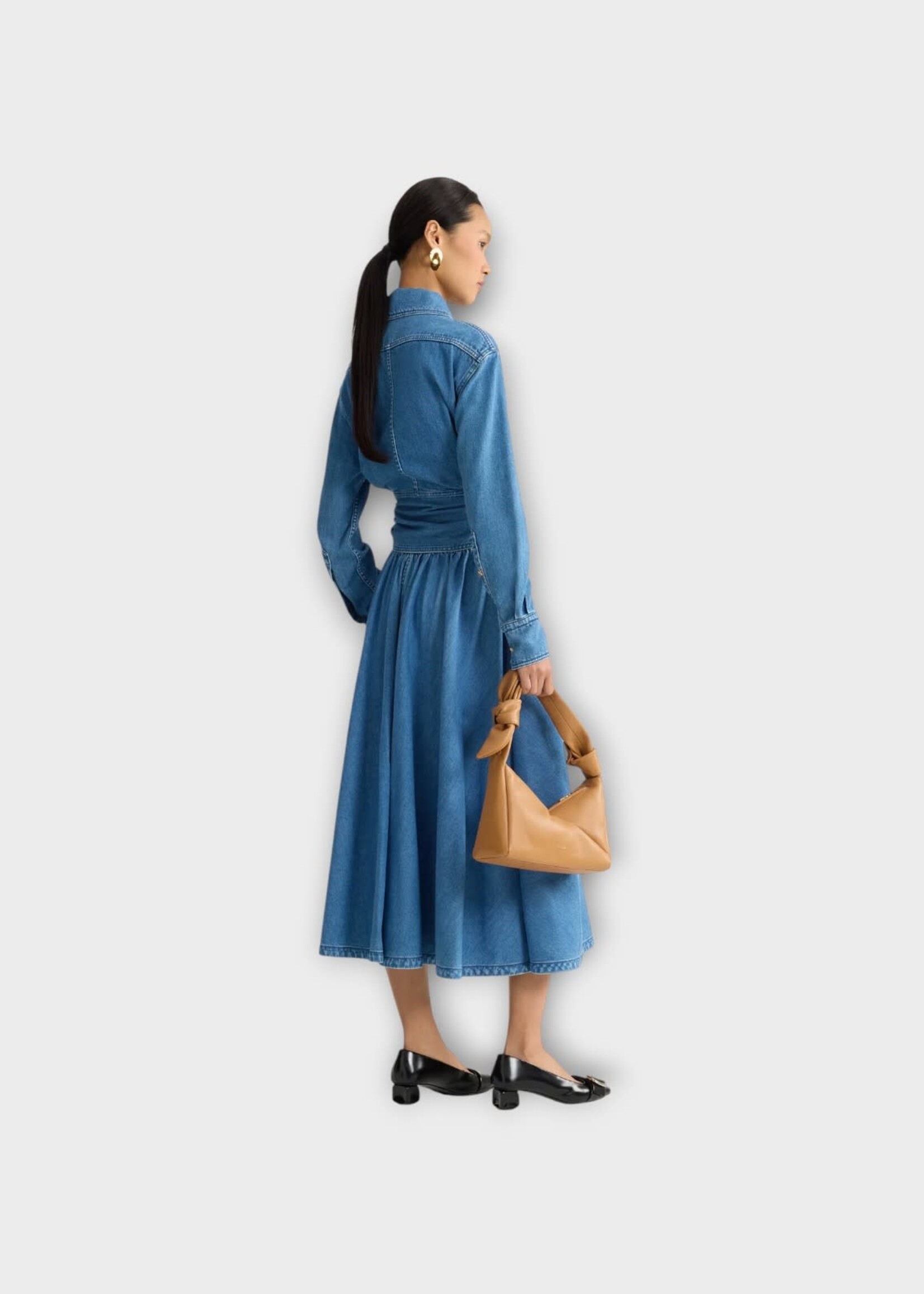 Patou Patou Skirt, Blue, Cotton Blend Buttoned Maxi Skirt In Heritage Blue Wash