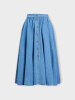 Patou Patou Skirt, Blue, Cotton Blend Buttoned Maxi Skirt In Heritage Blue Wash