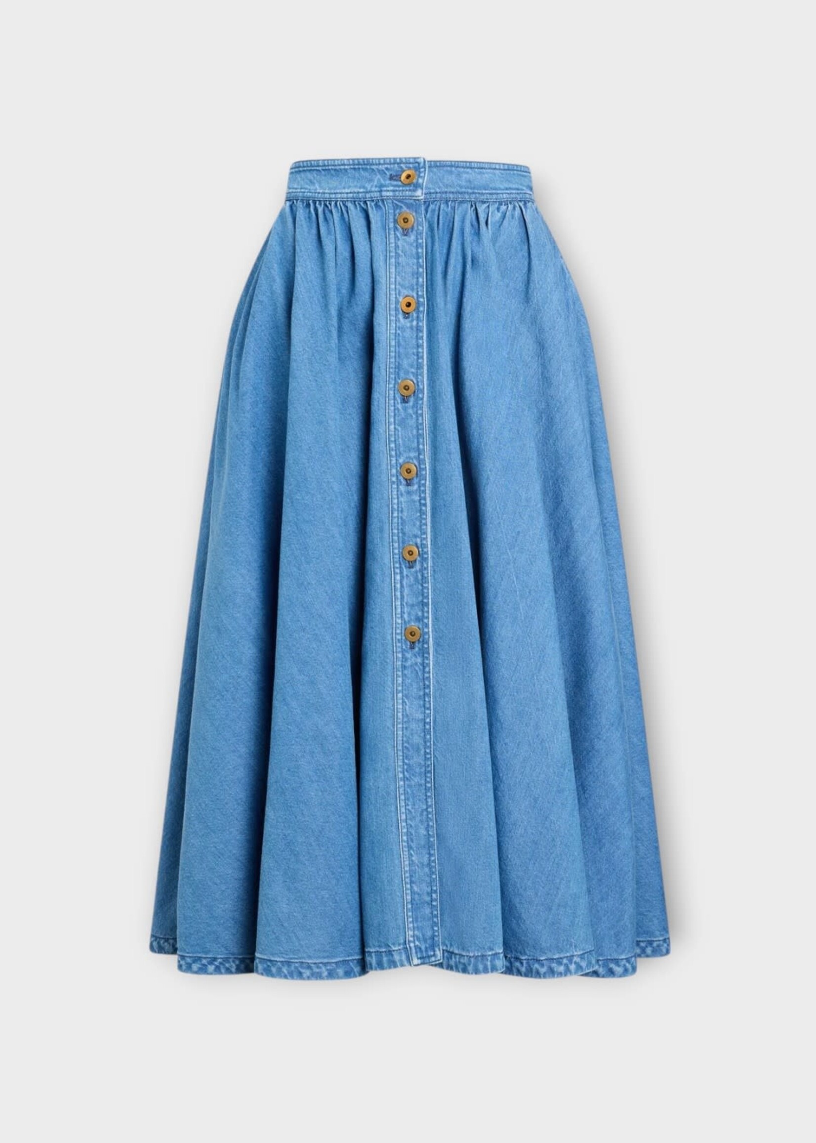 Patou Patou Skirt, Blue, Cotton Blend Buttoned Maxi Skirt In Heritage Blue Wash