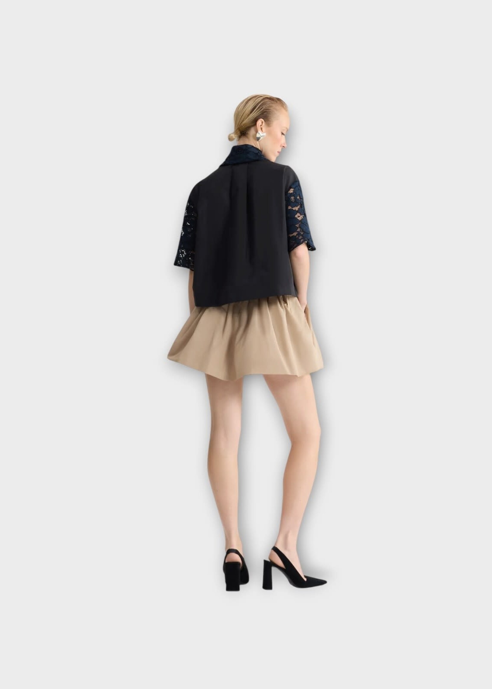 Patou Patou Shirt, Blue, Cotton Blend Short Sleeves Shirt In Deep Sea Blue w/ Floral Embroidery