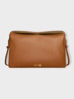 Celine Celine Bag, Brown, Trio Flap Lambskin Leather Shoulder Bag in Soft Tan