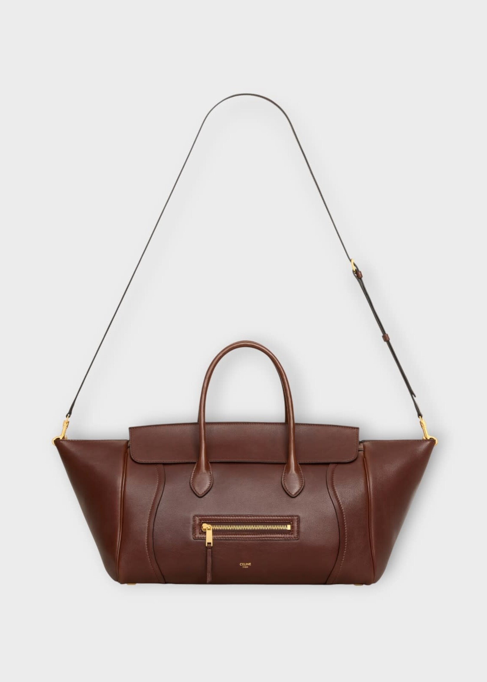 Celine Celine Bag, Brown, Medium Luggage Shiny Lamb Leather Hand Bag In Brick