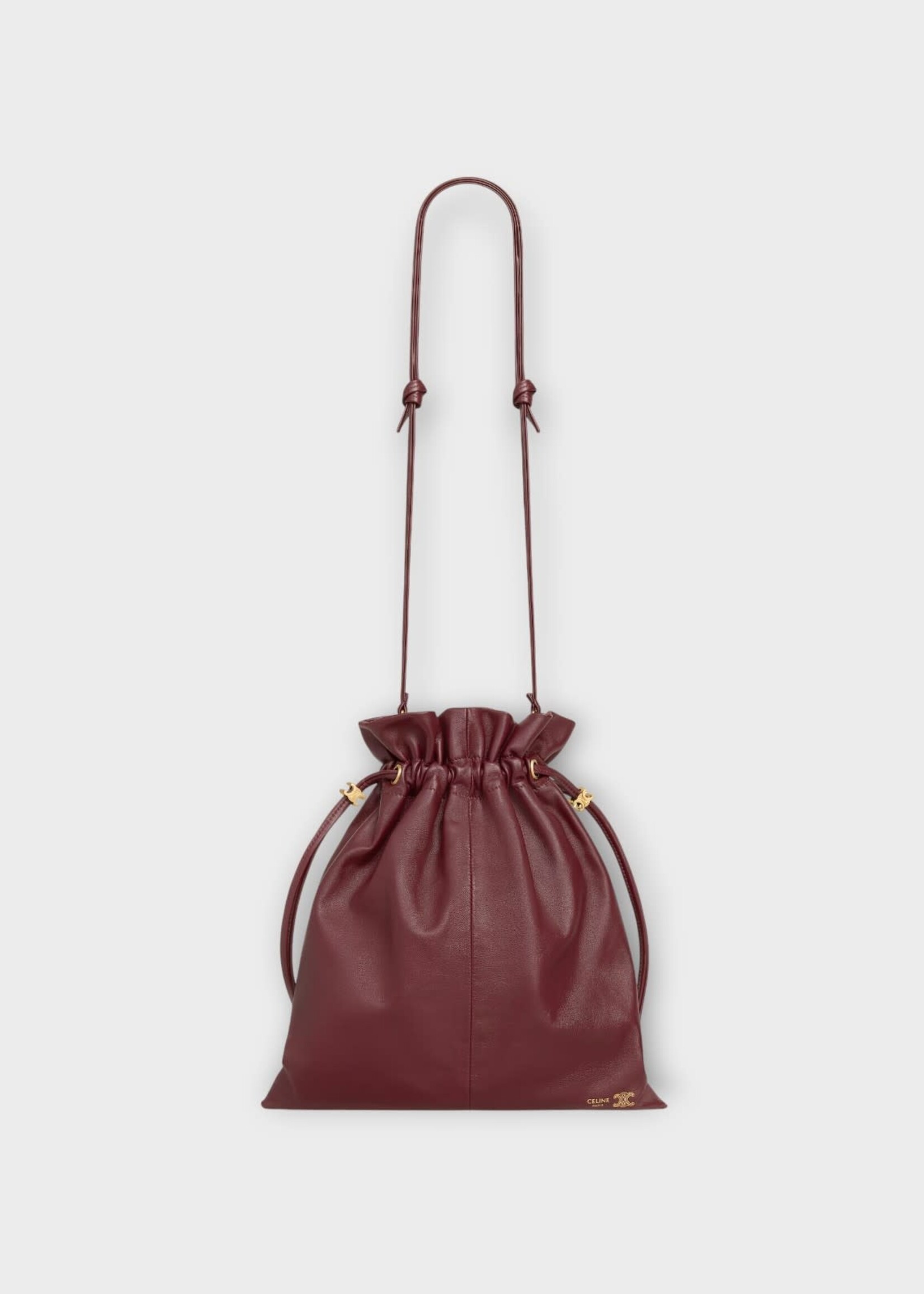 Celine Celine Bag, Brown, Small Crystal Lambskin Pouch In Syrah