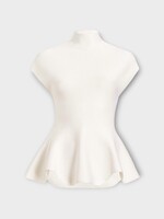 Khaite Khaite Top, White, Andra Stand Collar Peplum Top in Glaze