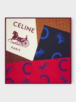 Celine Celine Scarf, Print, Printed Silk Twill 90x90Cm Square Scarf In Tan Red & Blue