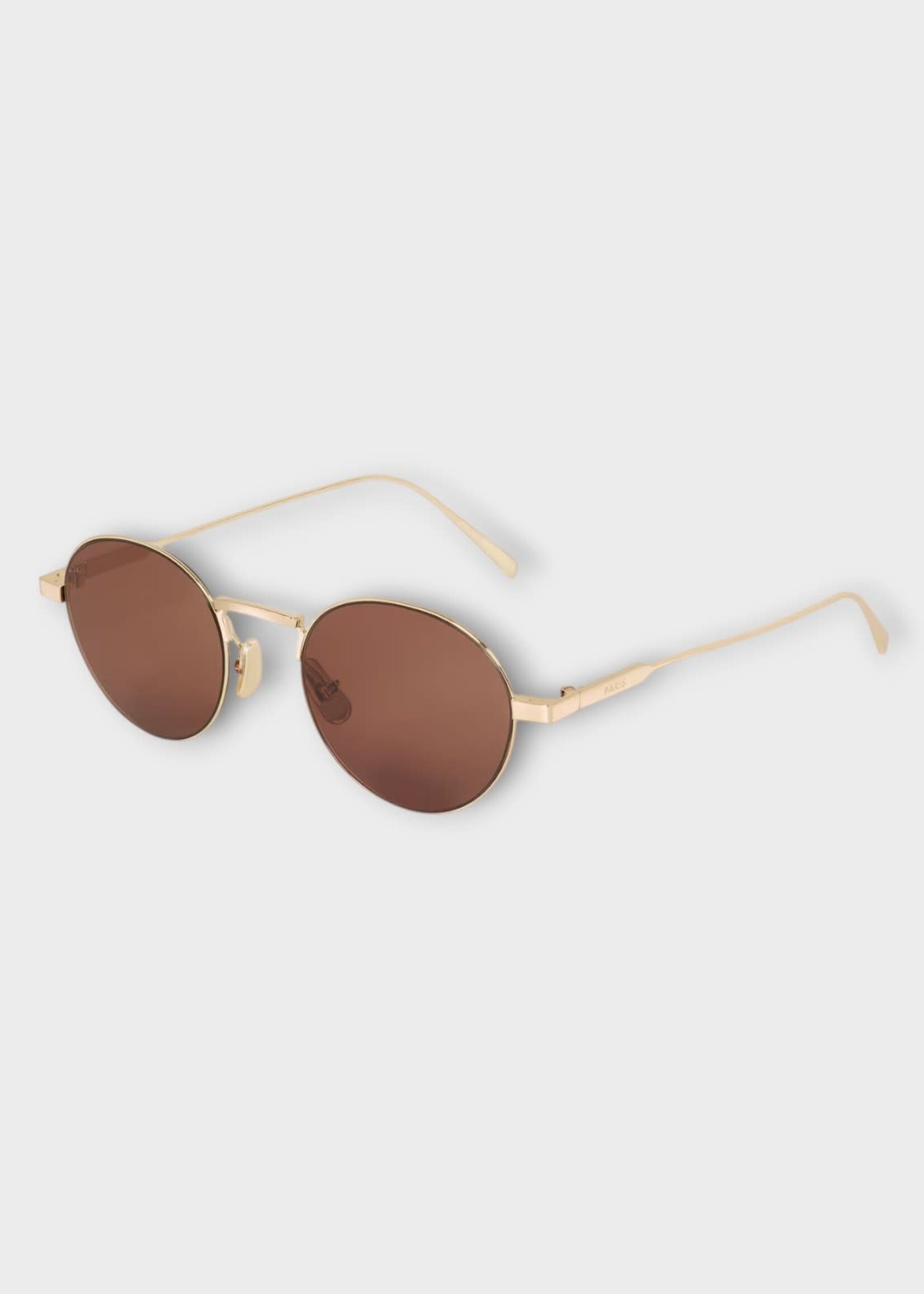 Celine Celine Sunglasses, Gold, Round Metal Frame 28 in Light Gold w/ Brown Lenses