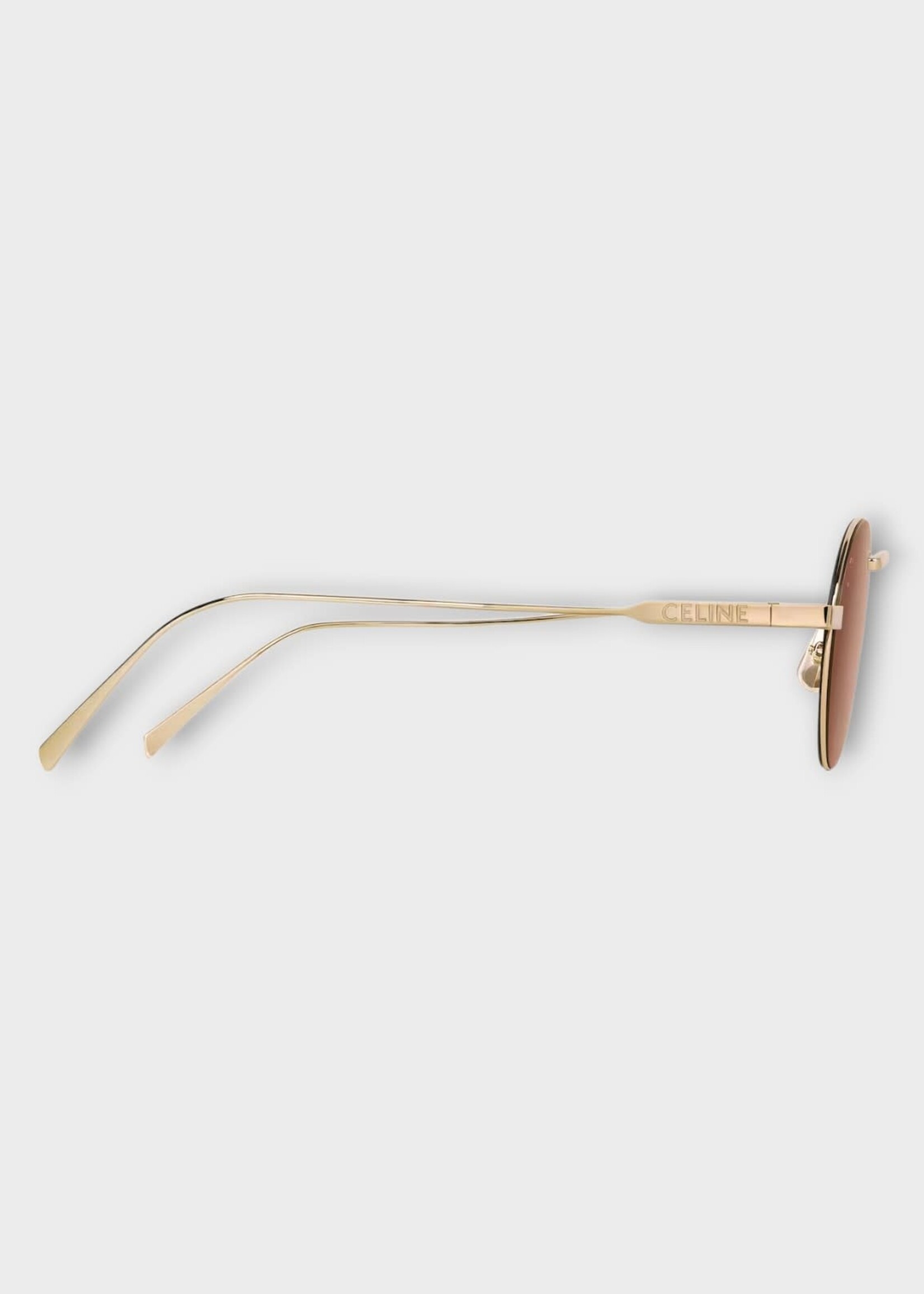 Celine Celine Sunglasses, Gold, Round Metal Frame 28 in Light Gold w/ Brown Lenses