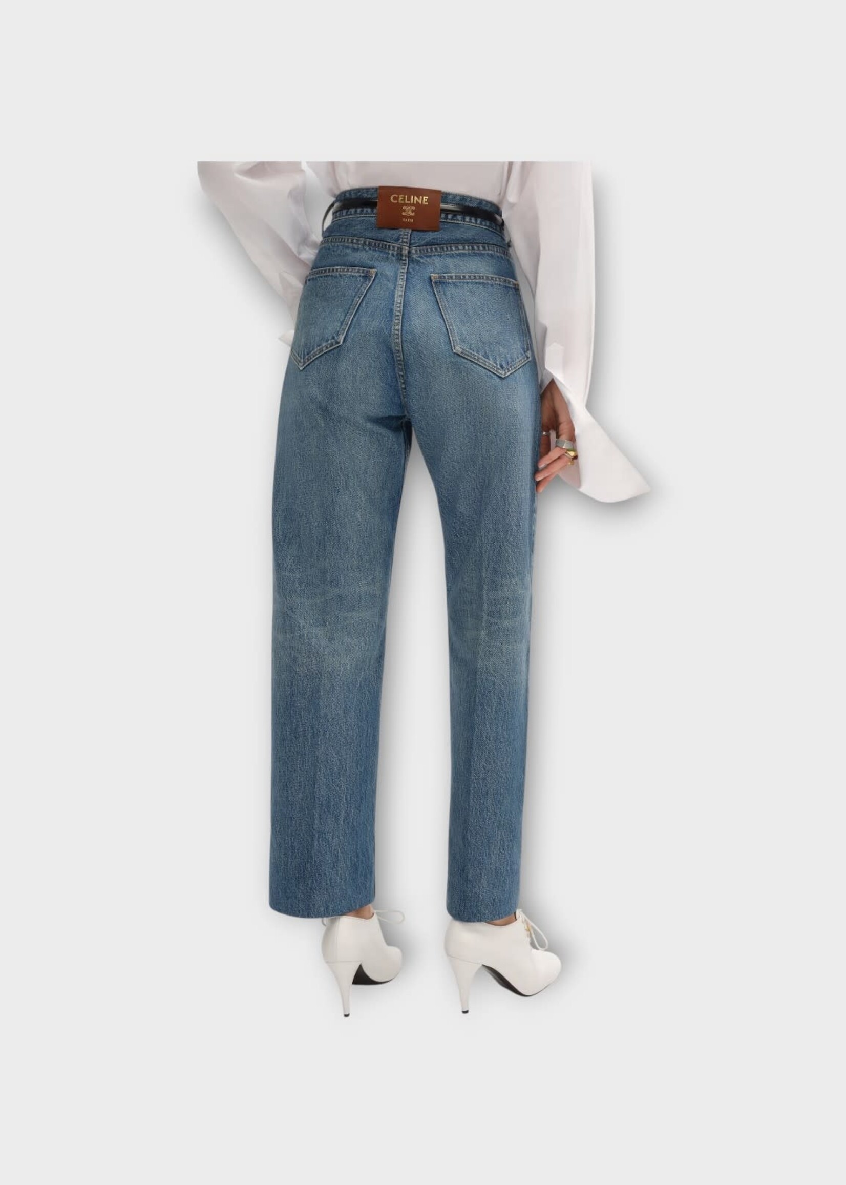 Celine Celine Jeans, Blue, Boyfriend Jeans 001 Cotton Denim Pants in Vivienne Glass