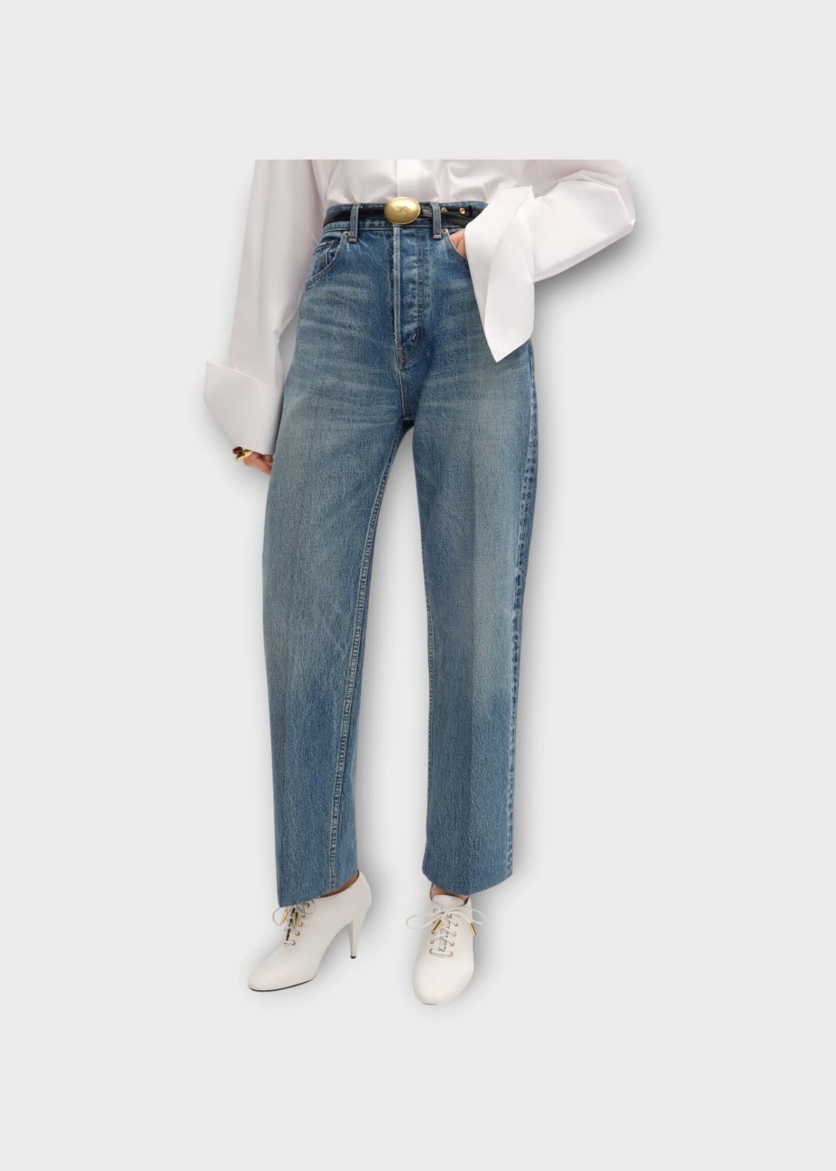 Celine Celine Jeans, Blue, Boyfriend Jeans 001 Cotton Denim Pants in Vivienne Glass