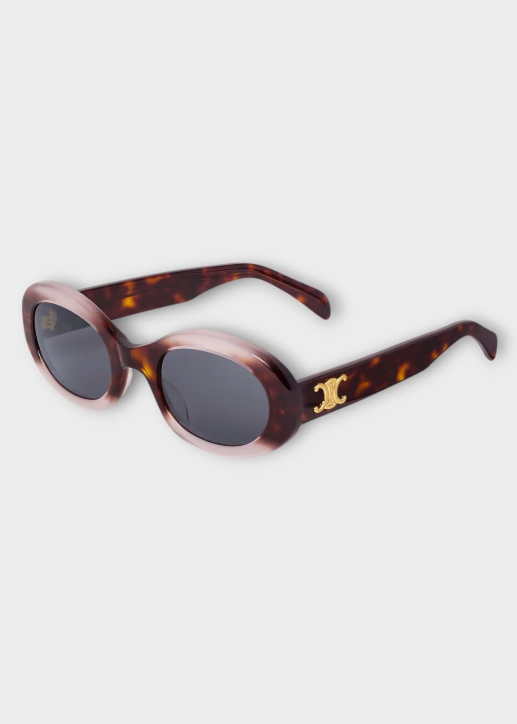 Celine Celine Sunglasses, Multi, Triomphe 01 Oval Acetate Frame in Gradient Pink Havana w/ Smoke Lenses