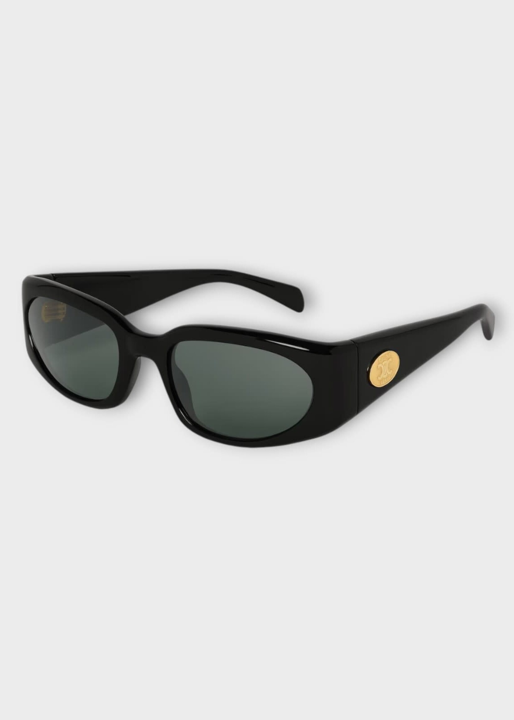 Celine Celine Sunglasses, Black, Journey Rectangular Acetate Frame in Black w/ Black Lenses