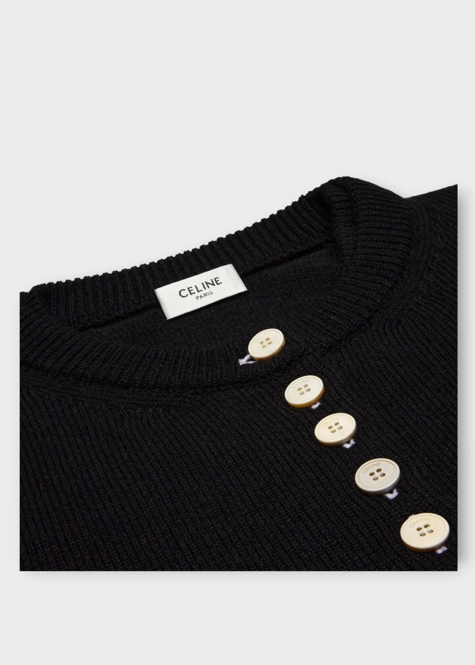 Celine Celine Knitwear, Black, Heritage Cashmere Twinset Crew Neck Buttoned Cardigan