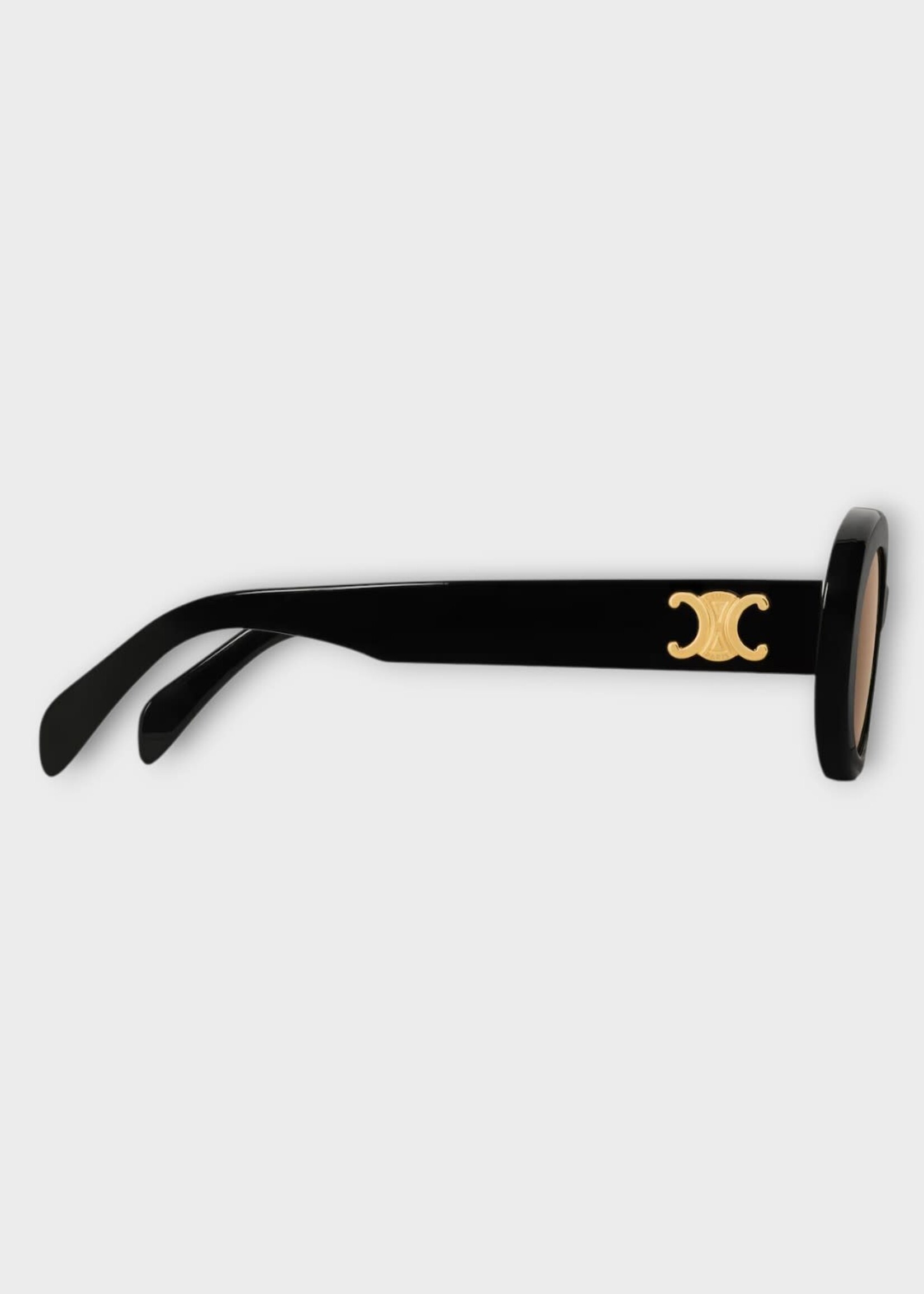 Celine Celine Sunglasses, Black, Triomphe 01 Oval Acetate Frame in Black w/ Nicotine Lenses
