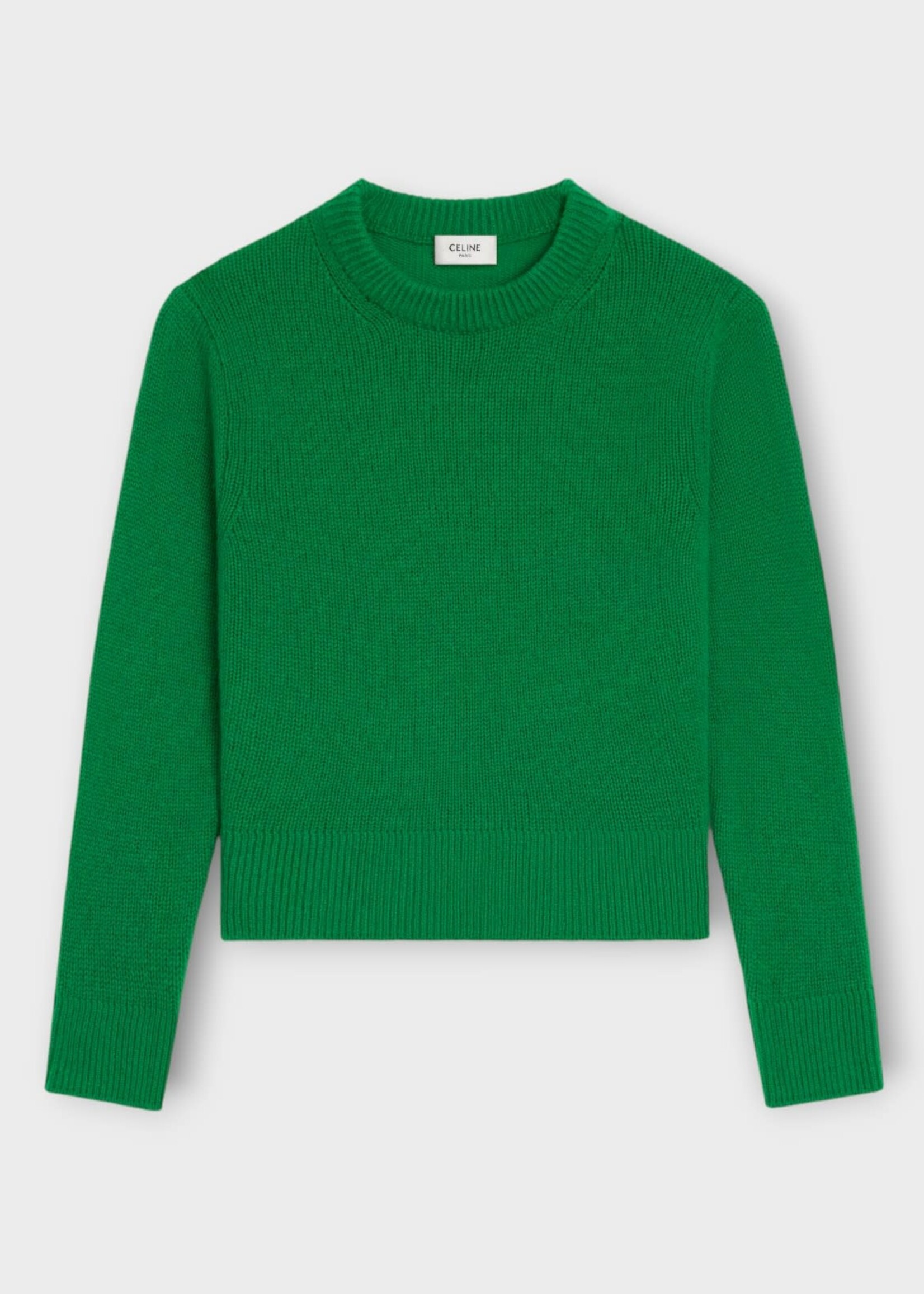 Celine Celine Knitwear, Green, Cashmere Twinset Crewneck Cropped Sweater