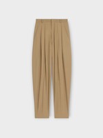 Celine Celine Trousers, Brown, Montauk Wool Mix Mid Rise Barrel Leg Pants in Light Khaki