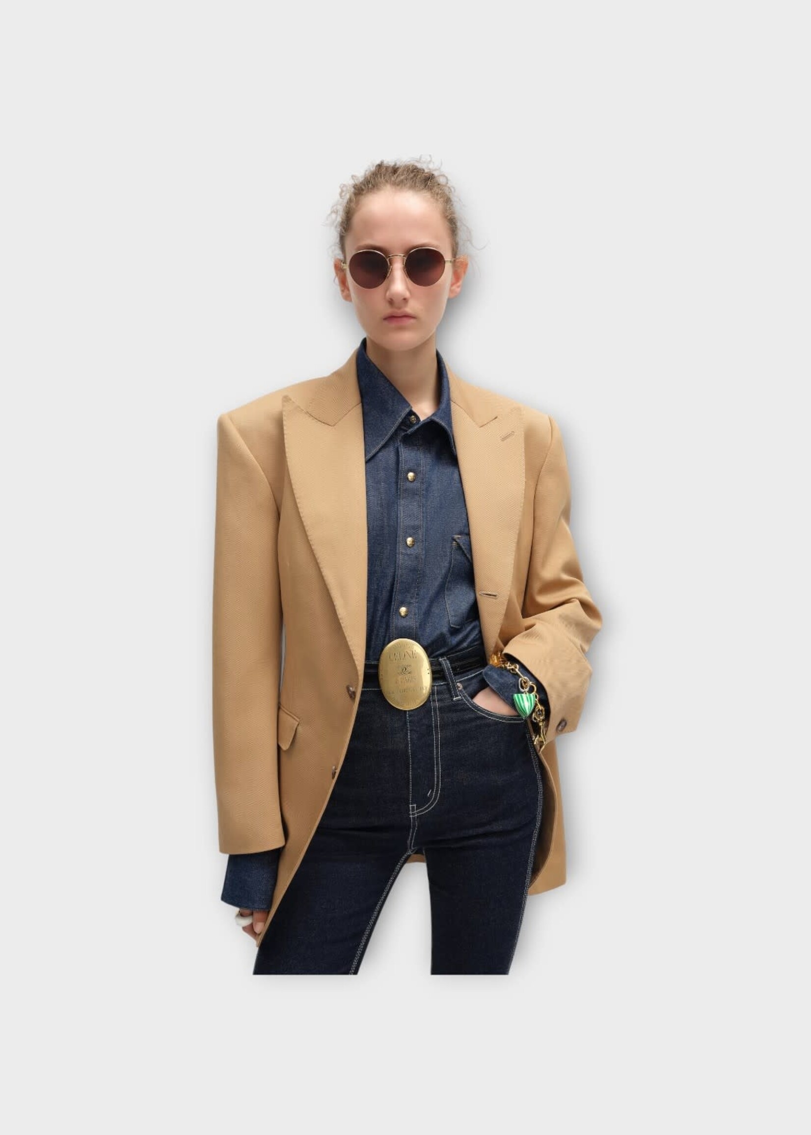 Celine Celine Jacket, Brown, Colonne Wool Single Breast Blazer in Caramel