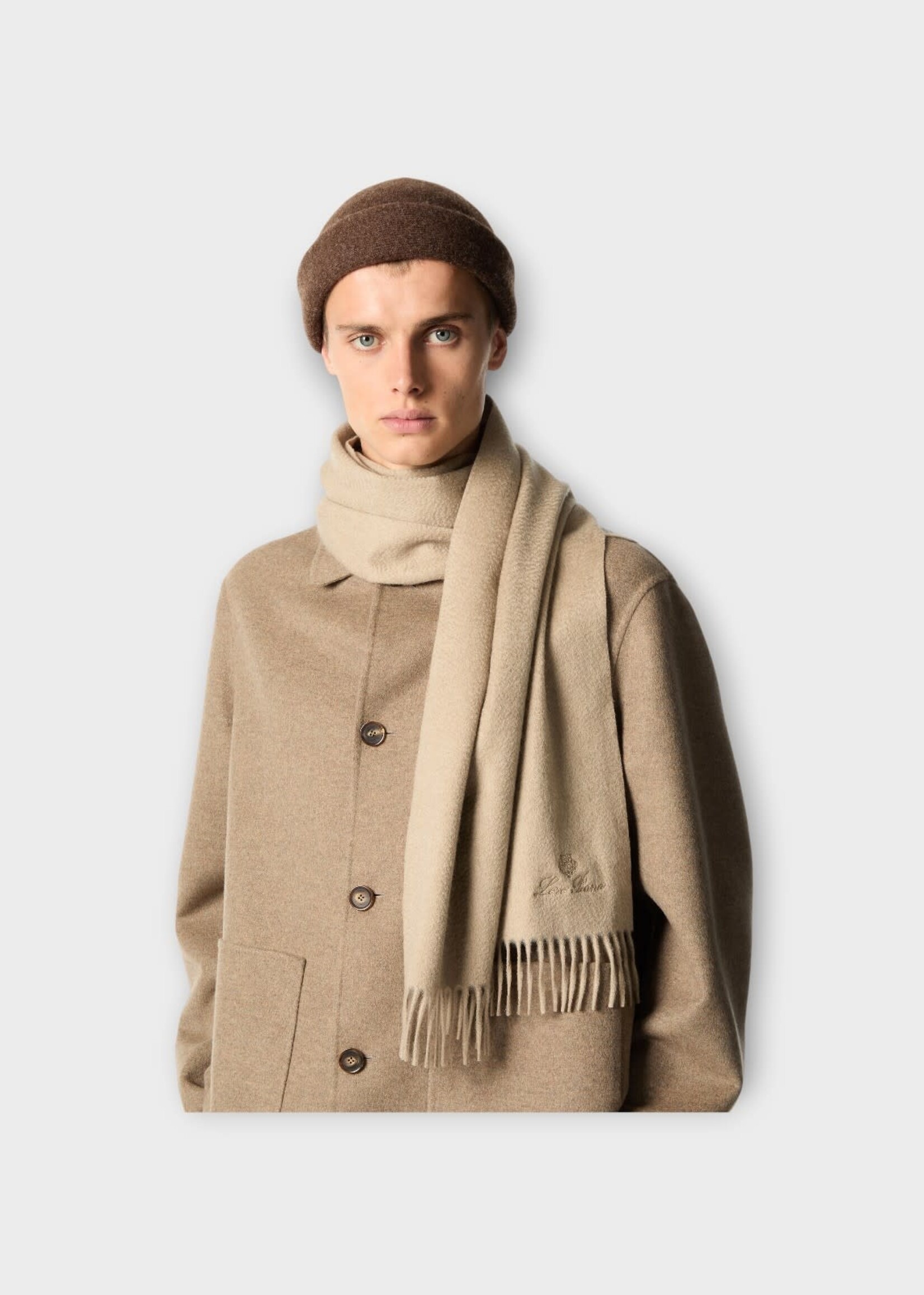 Loro Piana Loro Piana Scarf, Beige, Grande Unita Cashmere Fringed Scarf In Warm Sand Melange