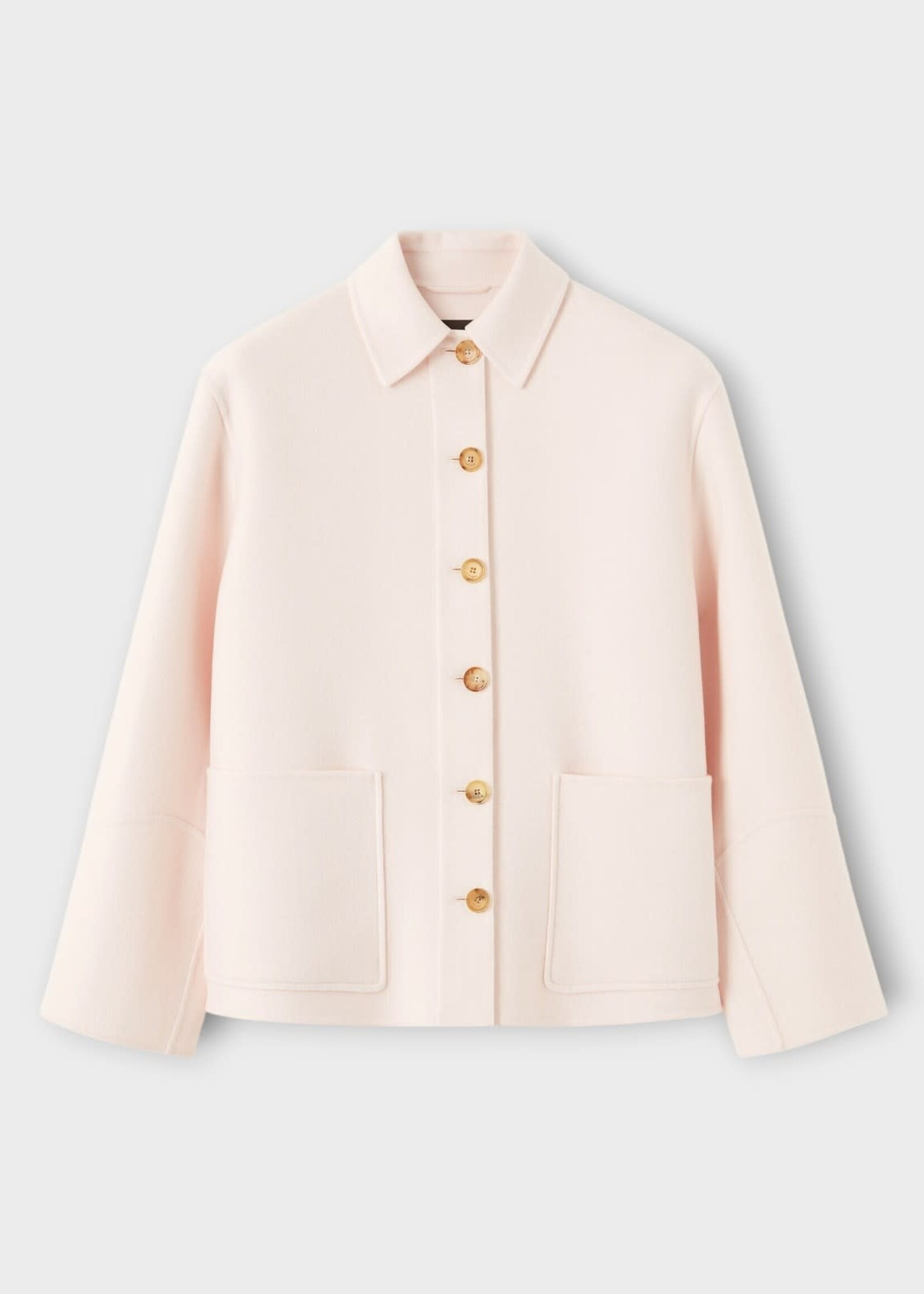 Loro Piana Loro Piana Jacket, Pink, Gatlin Cashmere Collared Buttoned Jacket In Pale Baby Rose w/ Patch Pockets