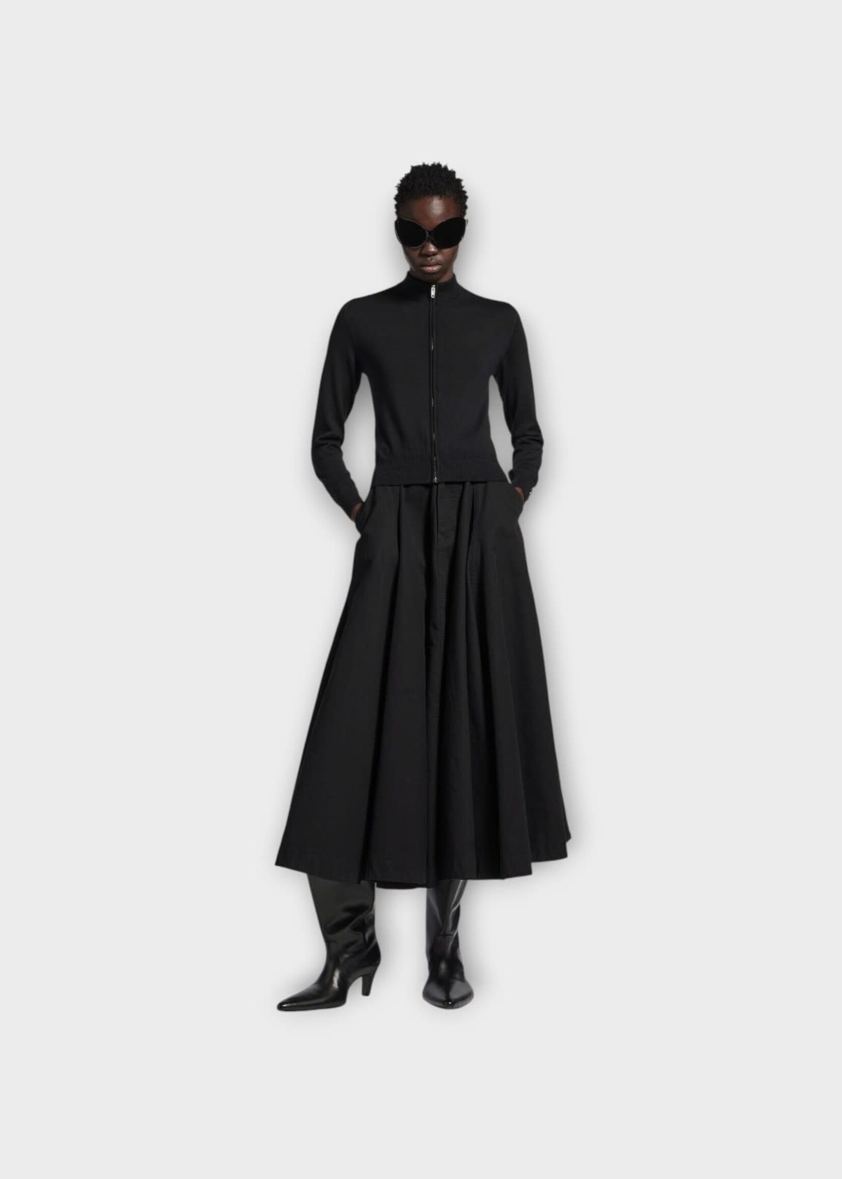Balenciaga Balenciaga Skirt, Black, Godet Cotton Maxi Skirt in Black #103
