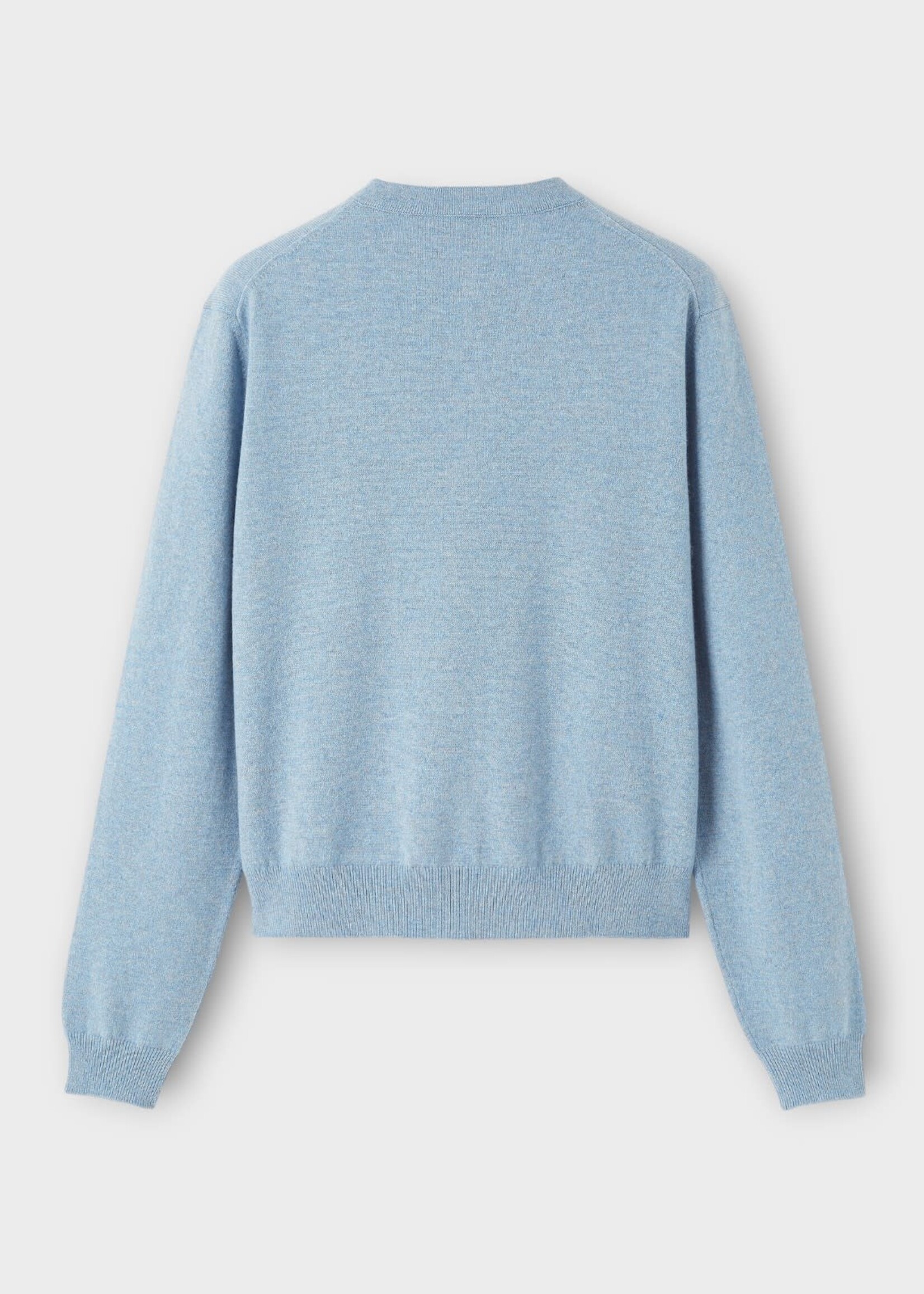 Loro Piana Loro Piana Knitwear, Blue, Cashmere Crew Neck Short Sleeve Sweater In Airy Sky Melange