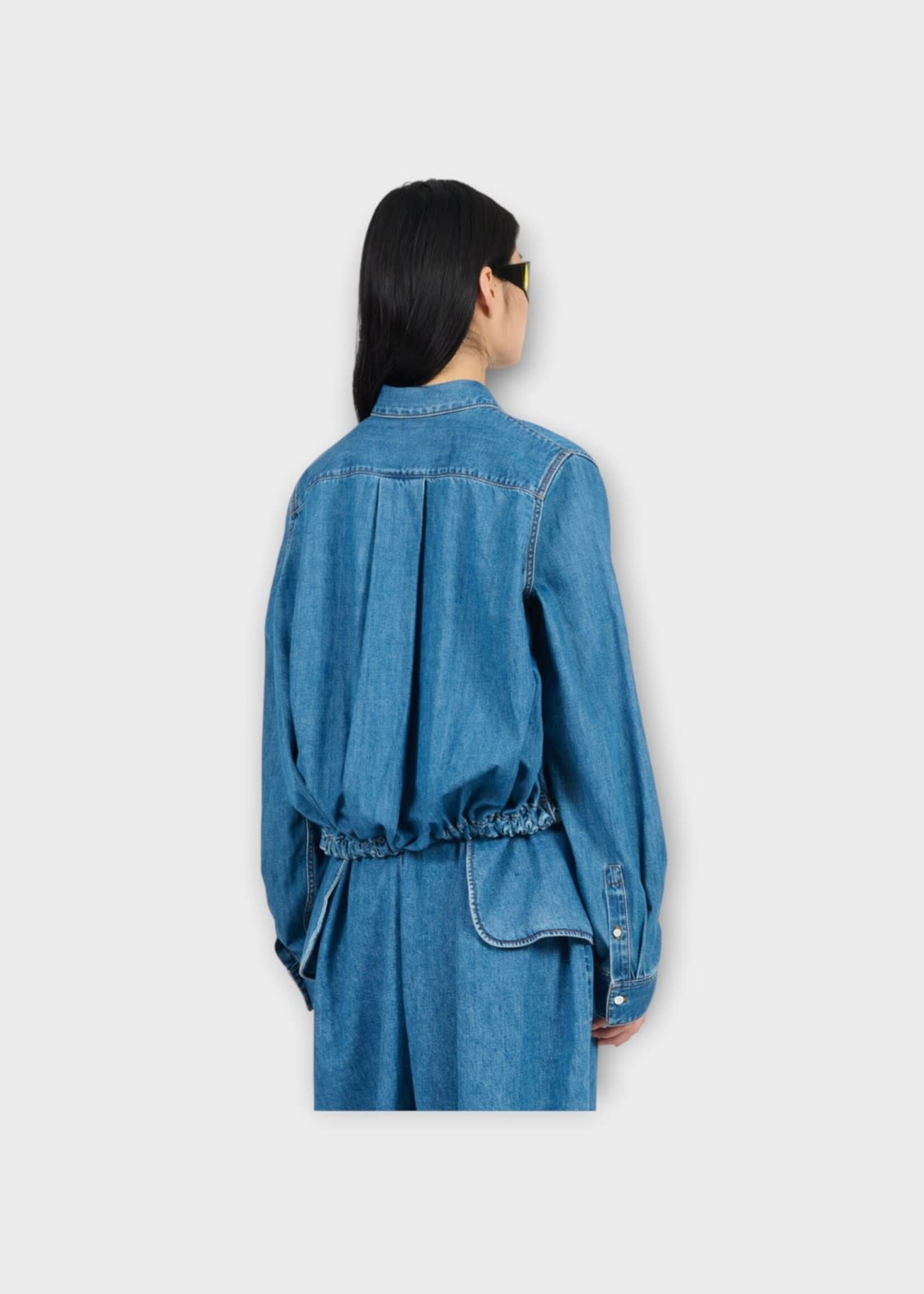 Loewe Loewe Shirt, Blue, Cotton Denim Belted Shirt In Light Blue