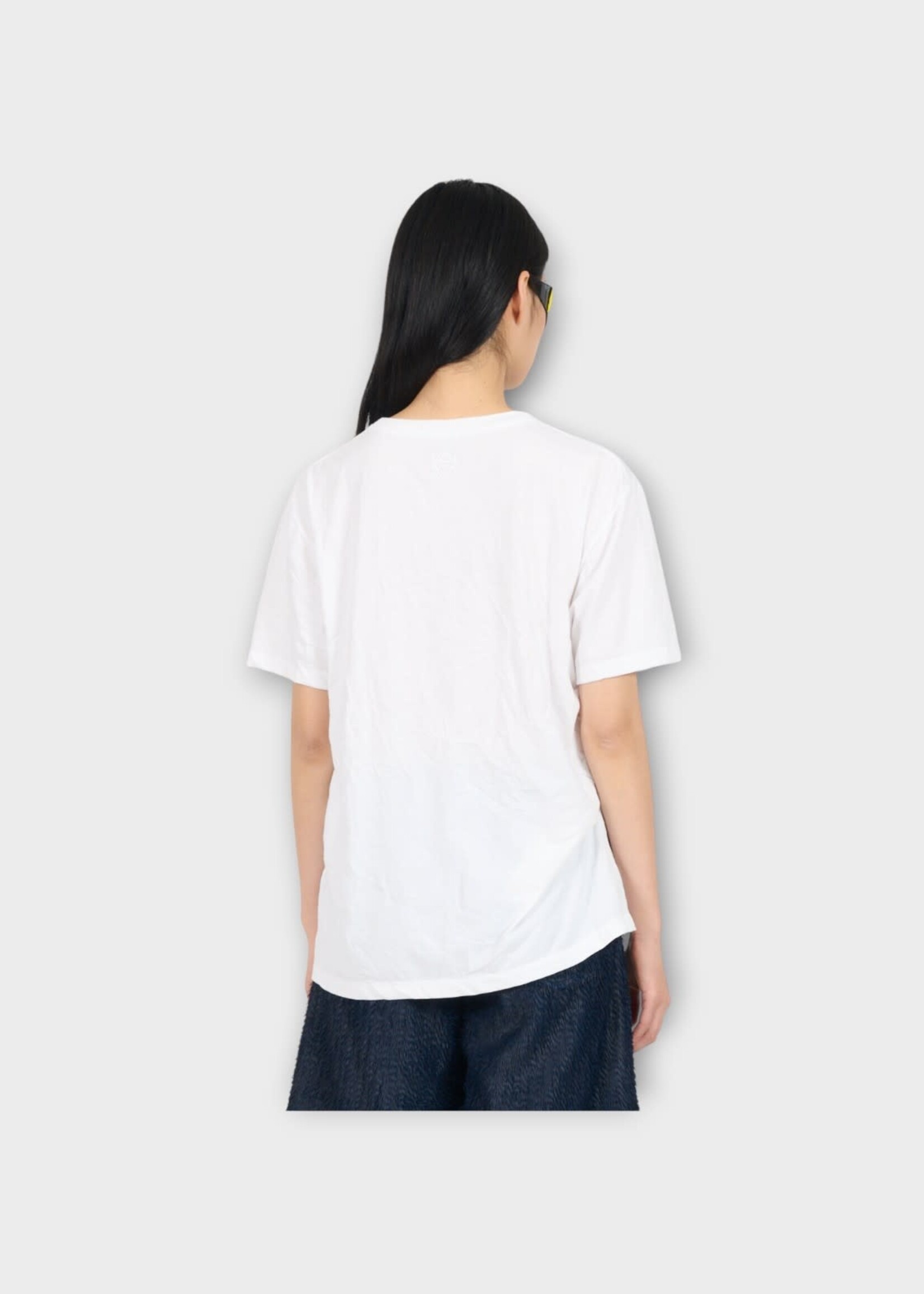 Loewe Loewe T-Shirt, White, Cotton Boxy Asymmetric T-Shirt in White w/ Side Cut Out