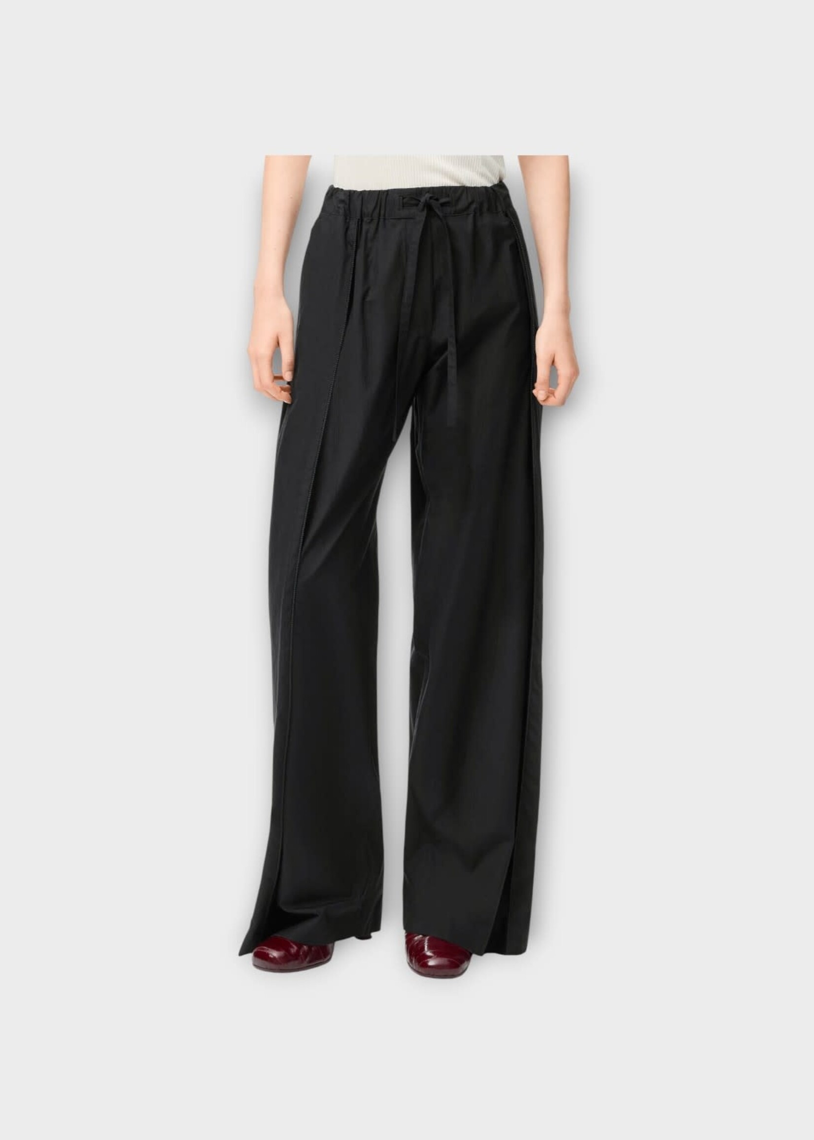 Loewe Loewe Trousers, Black, Silk & Cotton Mid Rise Pleated Pyjama Pants