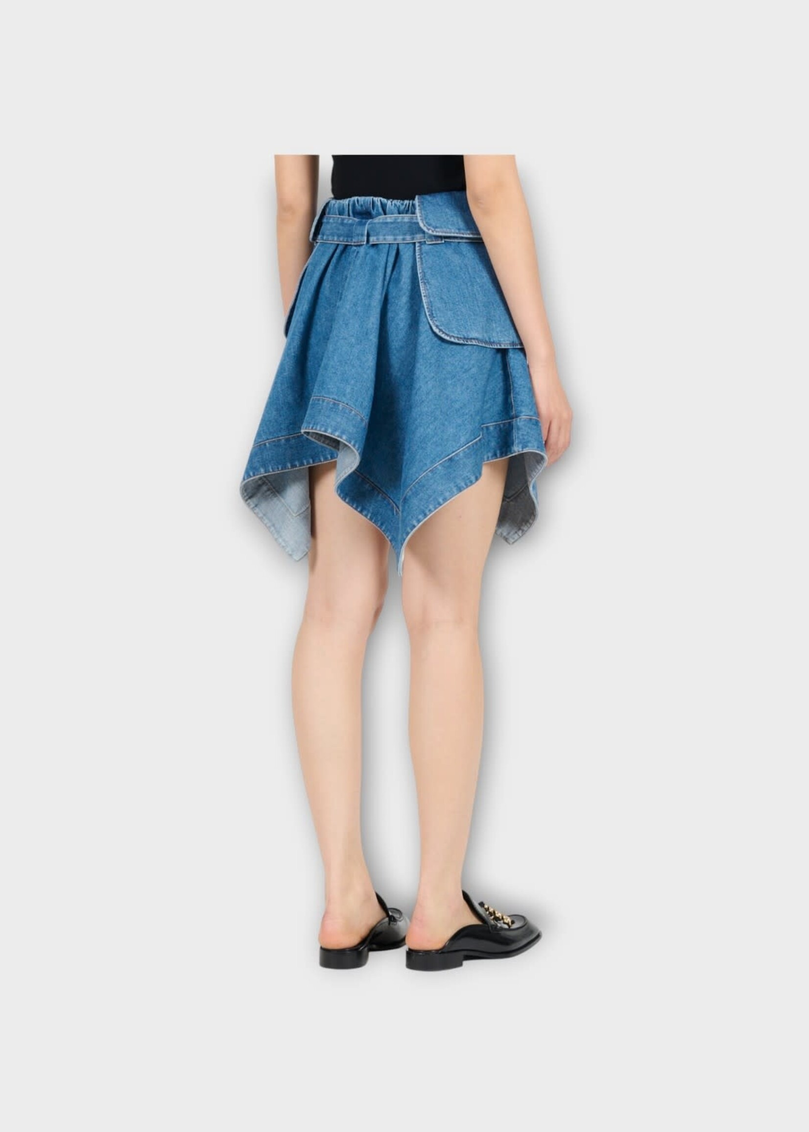 Loewe Loewe Skirt, Blue, Cargo Cotton Denim Asymmetric Belted Skirt In Light Blue