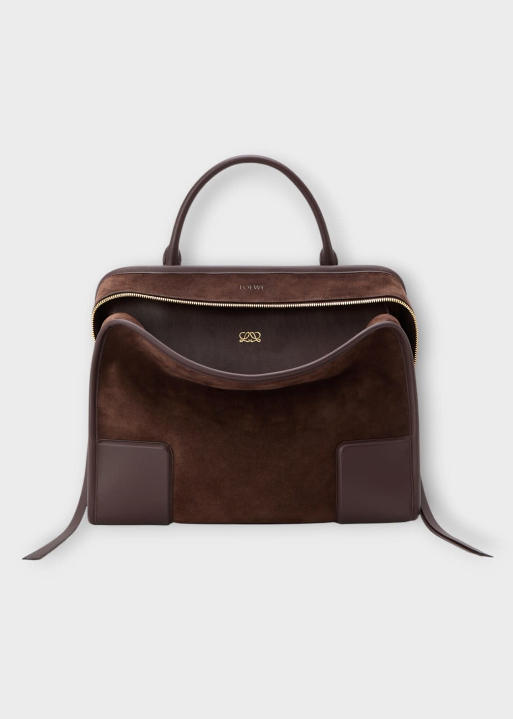 Loewe Loewe Bag, Brown, Amazona 180 Suede Large Bag In Dark Chestnut