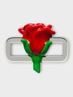 Poubel Poubel Charm, Print, Rose Charm Painted Enamel in Red w/ Sterling Silver