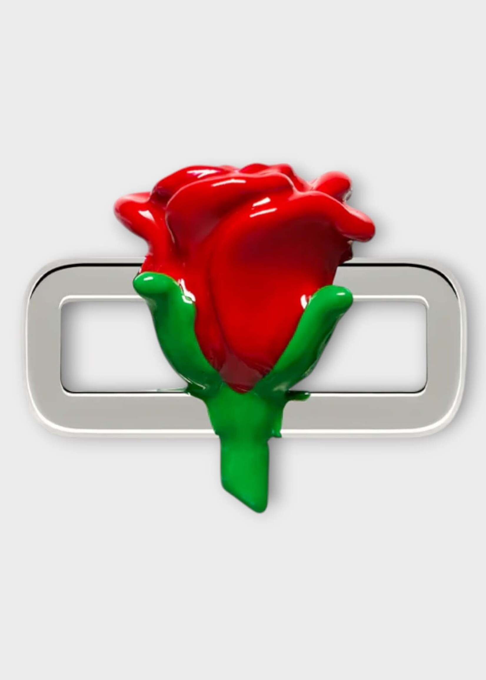 Poubel Poubel Charm, Print, Rose Charm Painted Enamel in Red w/ Sterling Silver