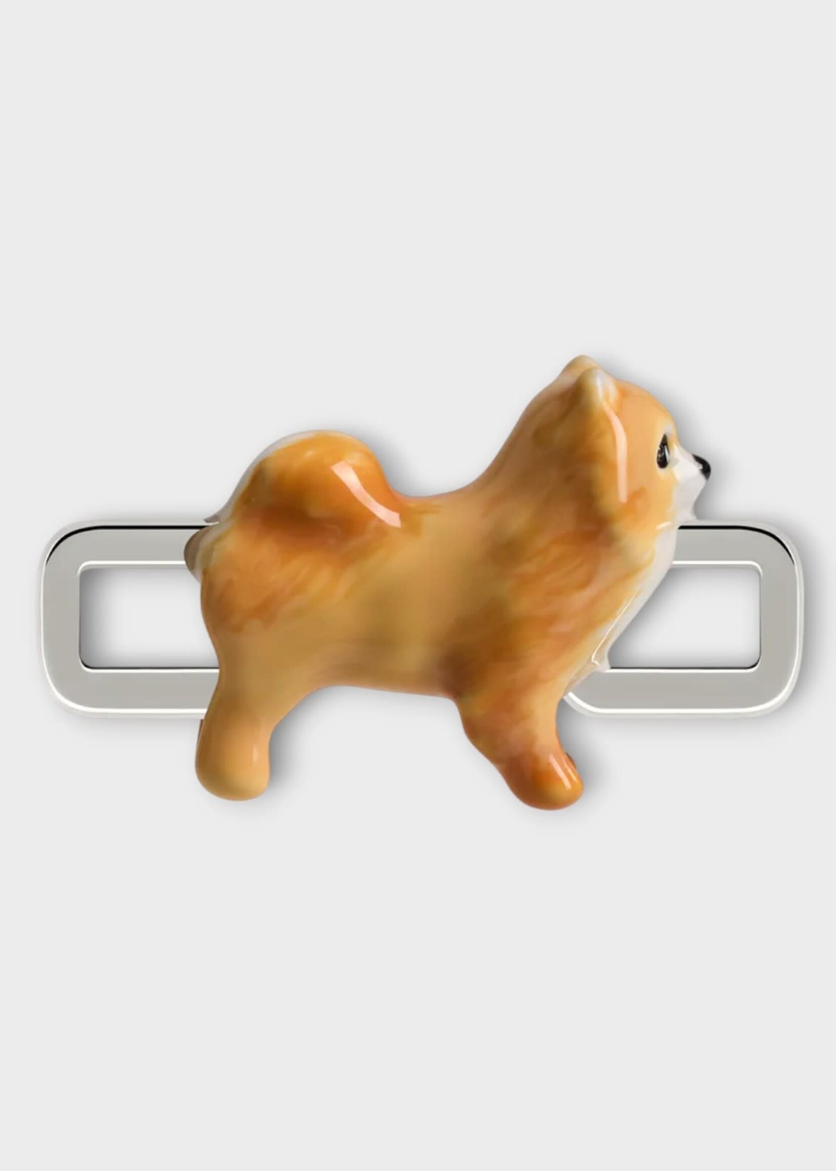 Poubel Poubel Charm, Print, Pomerian Charm Painted Enamel w/ Sterling Silver