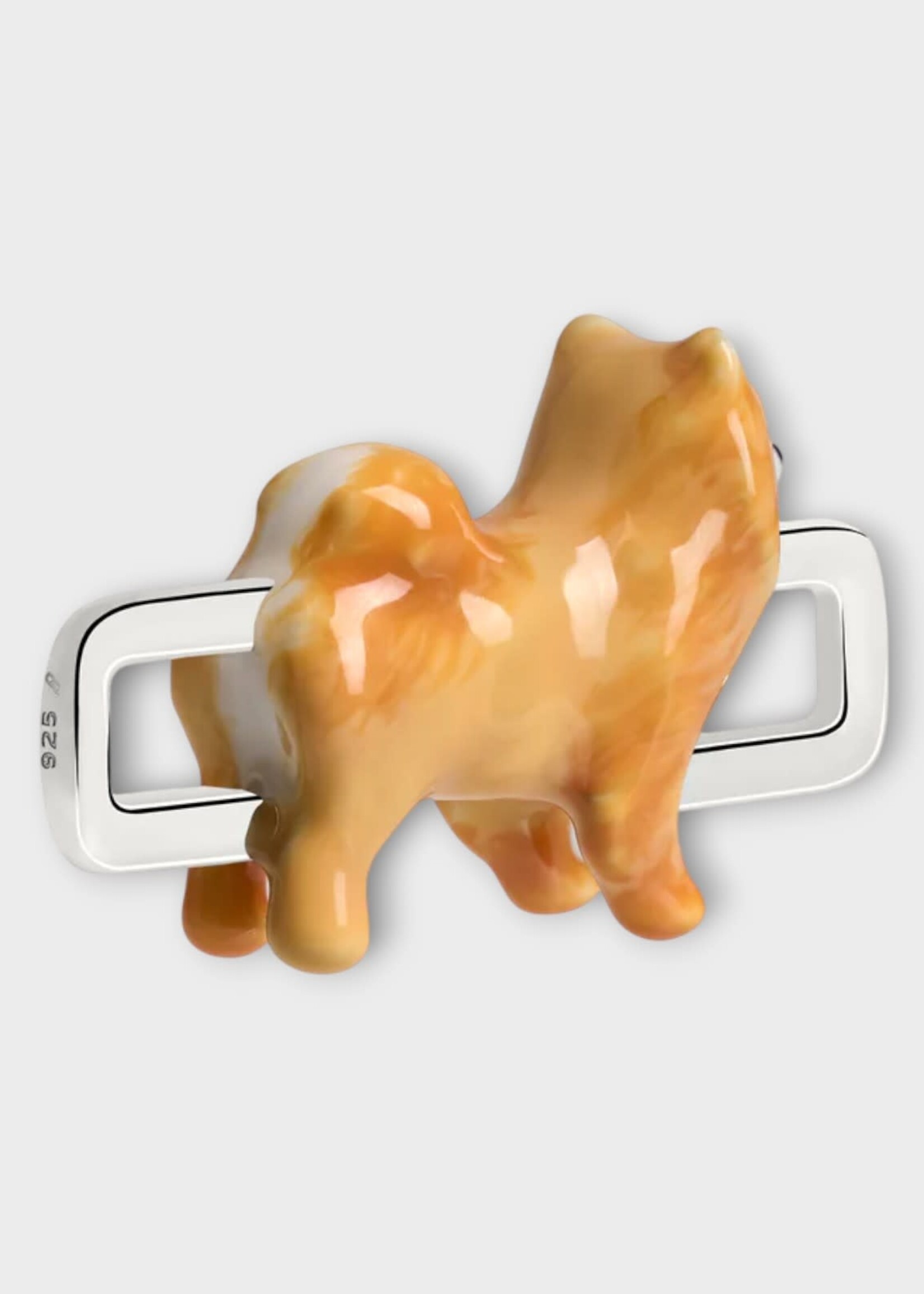 Poubel Poubel Charm, Print, Pomerian Charm Painted Enamel w/ Sterling Silver