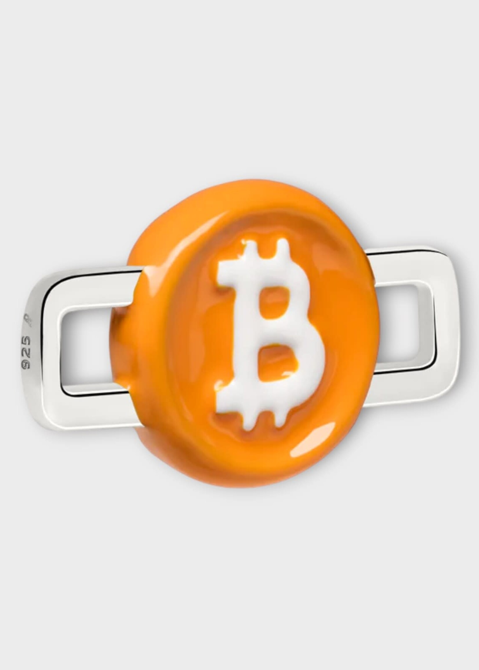 Poubel Poubel Charm, Print, Bitcoin Charm Painted Enamel w/ Sterling Silver