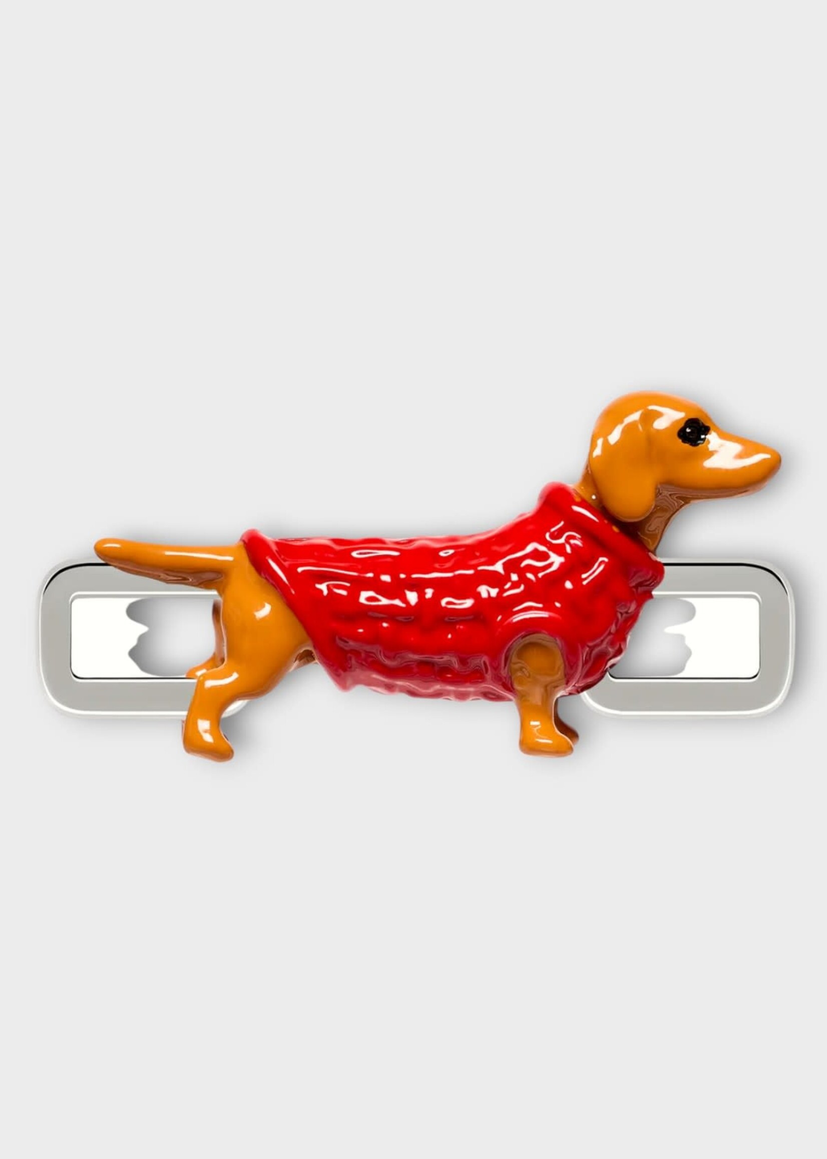 Poubel Poubel Charm, Print, Cozy Dachshund Charm Painted Enamel w/ Sterling Silver