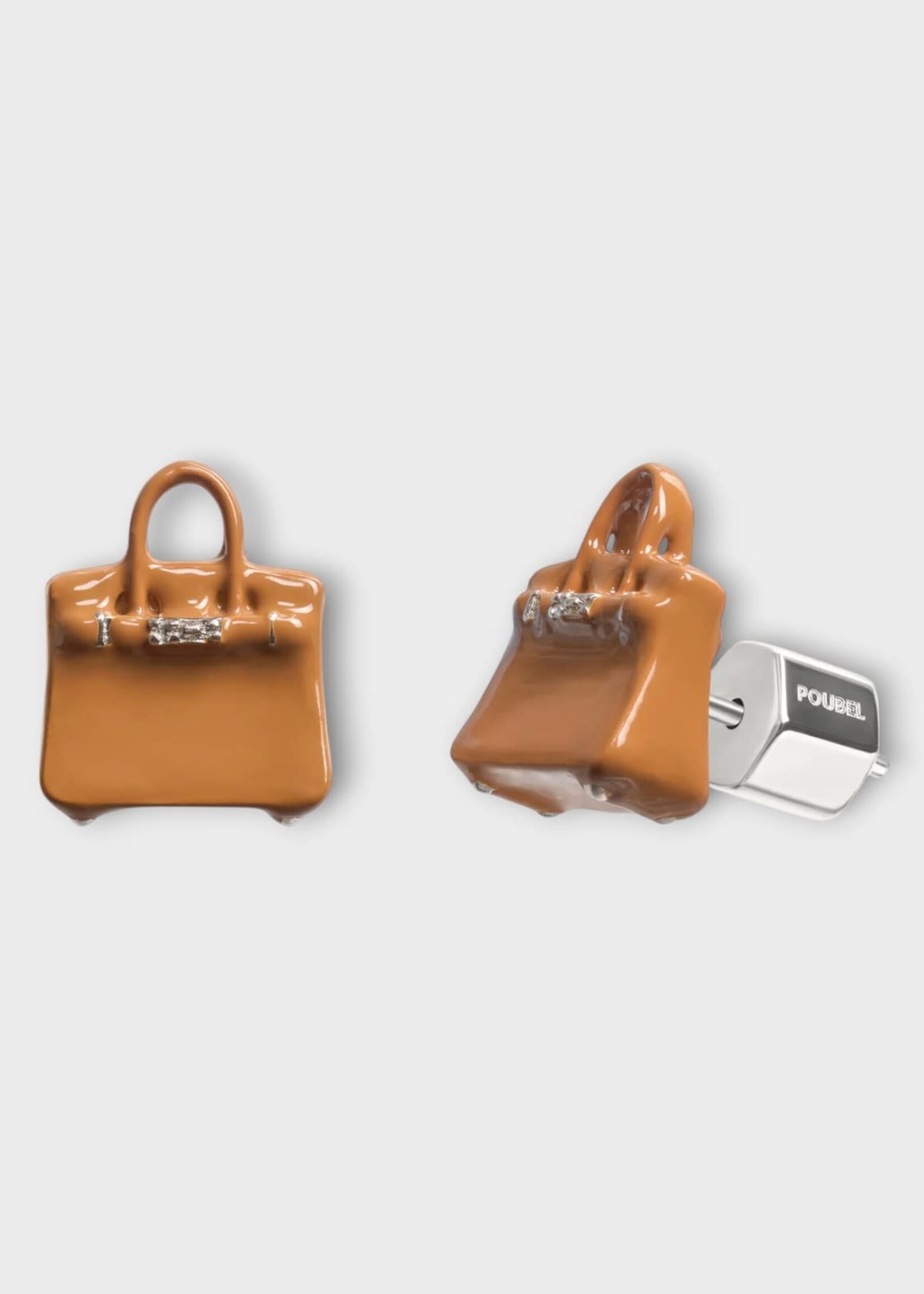 Poubel Poubel Earrings, Print, Bag Studs Painted Enamel w/ Sterling Silver