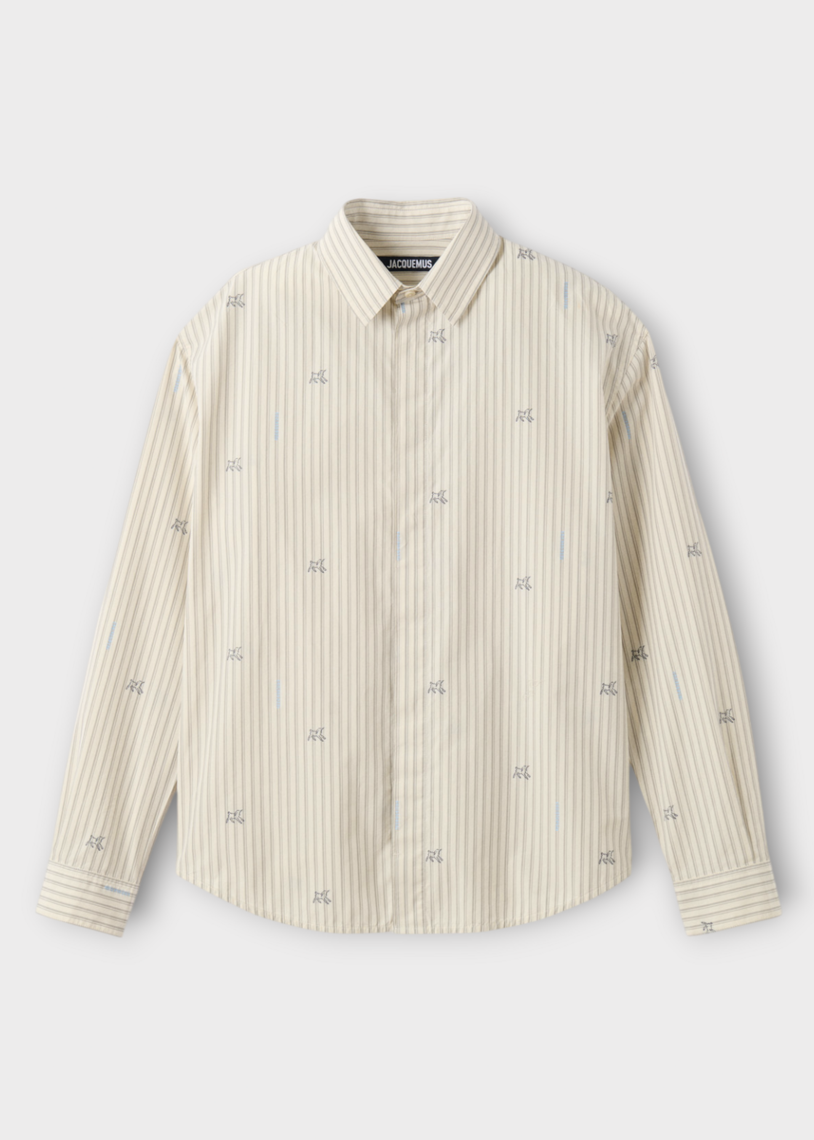 Jacquemus Jacquemus Shirt, Print, Simon Tailored Pyjama Shirts In White & Beige w/ Stripes Print