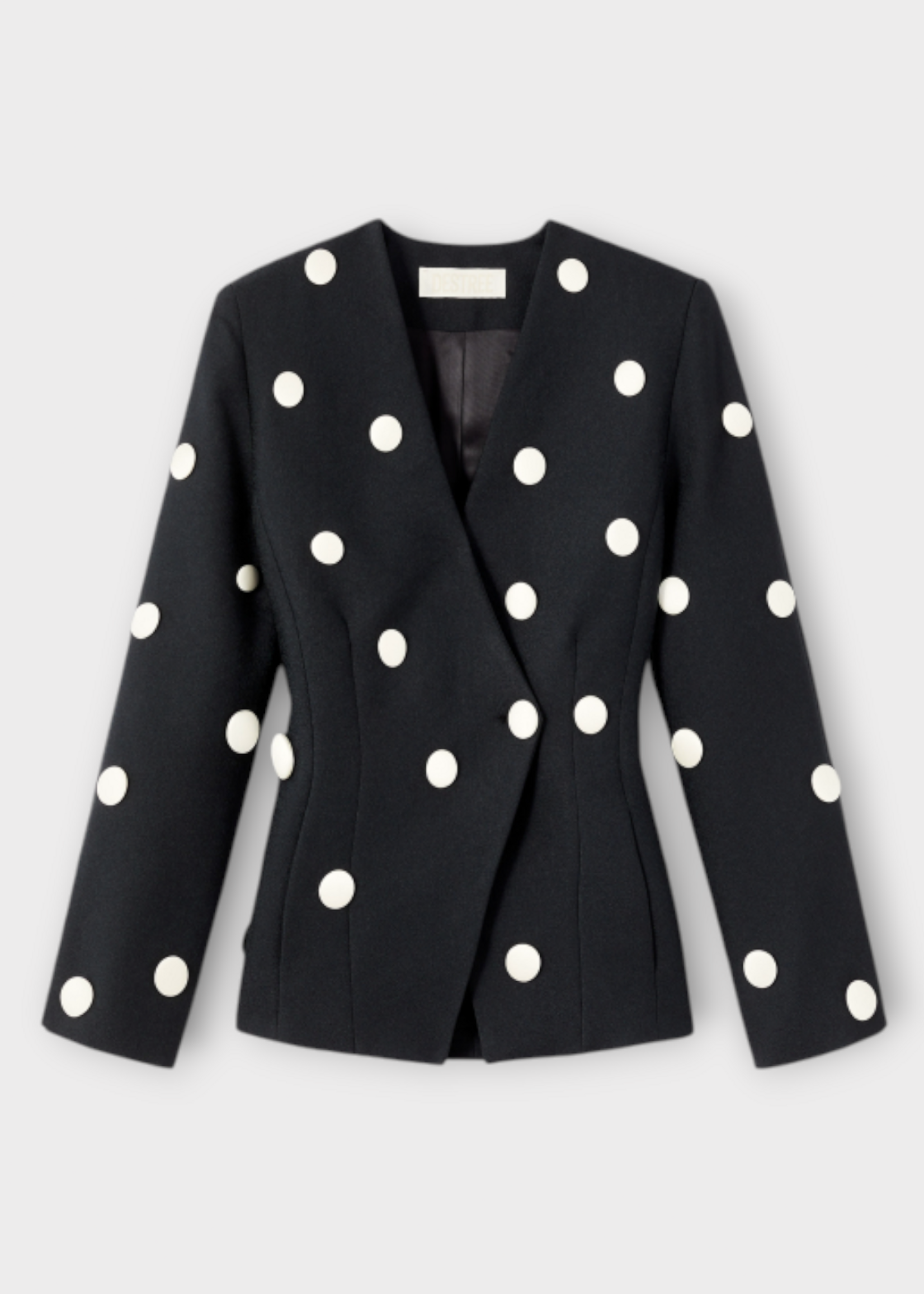 Destree Destree Jacket, Print, Aloise Double Breasted Blazer in Black & White w/ Dots Print
