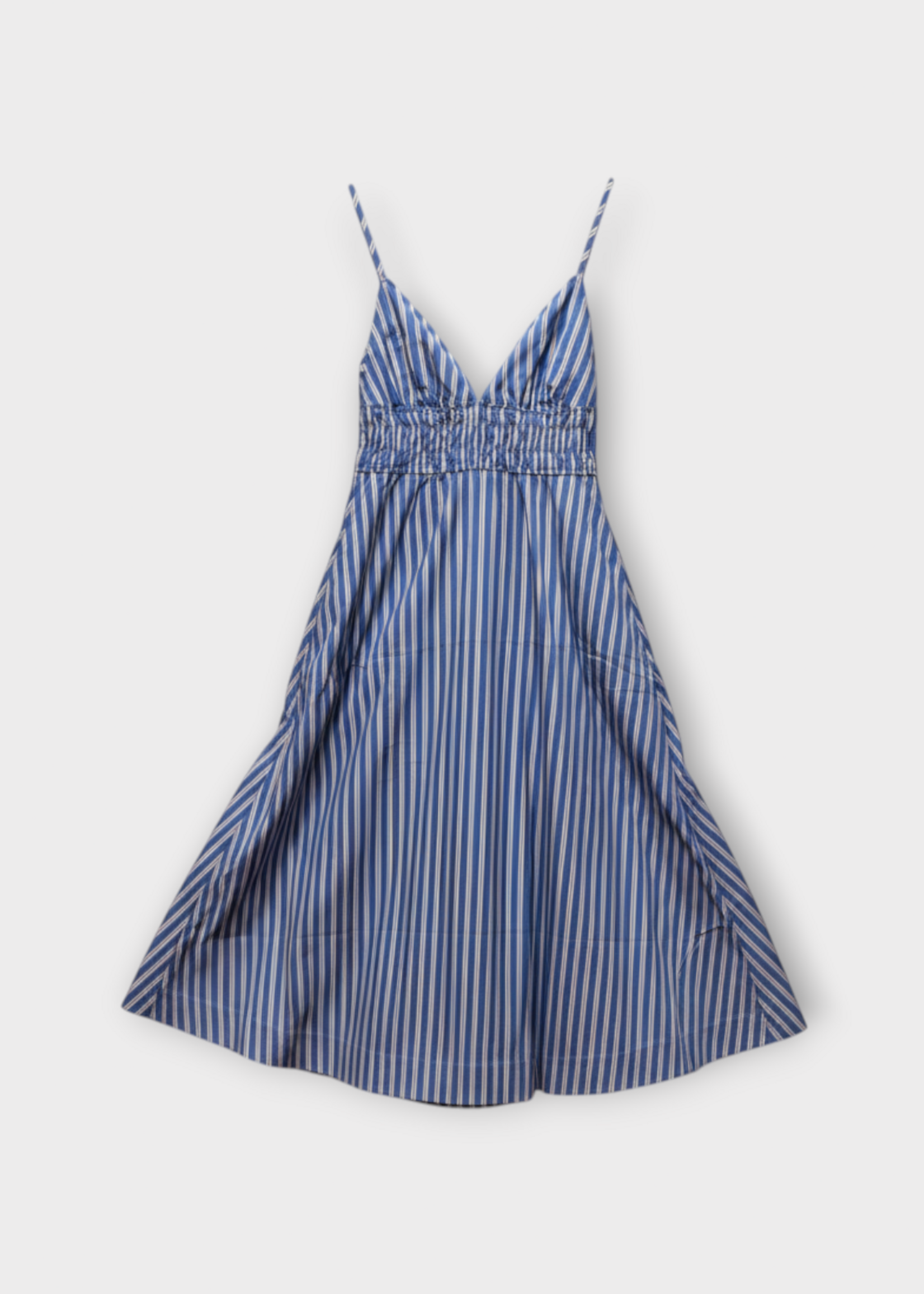 Destree Destree Dress, Print, Lorena Cotton Sleeveless Midi Dress in Blue & Red w/ Stripe Print