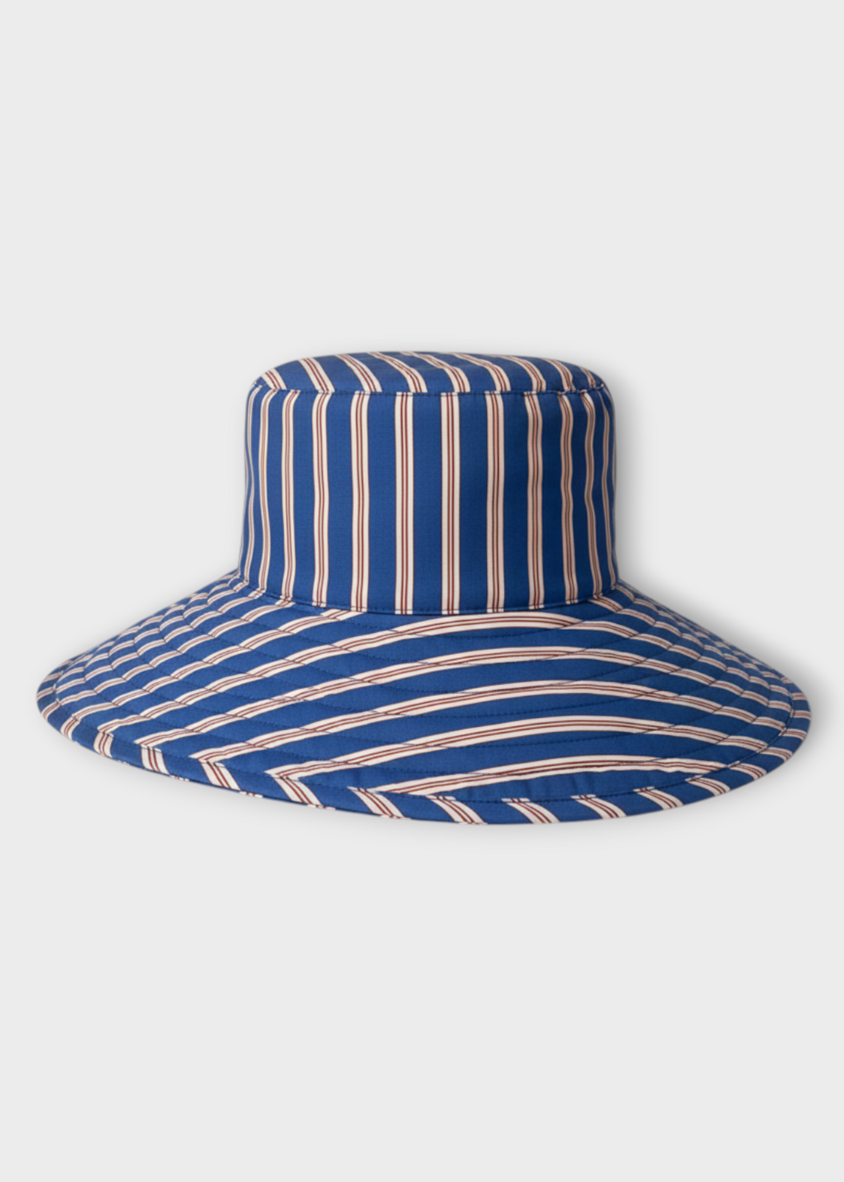 Destree Destree Hat, Print, Dylan Cotton Summer Hat in Blue & Red w/ Stripe Print