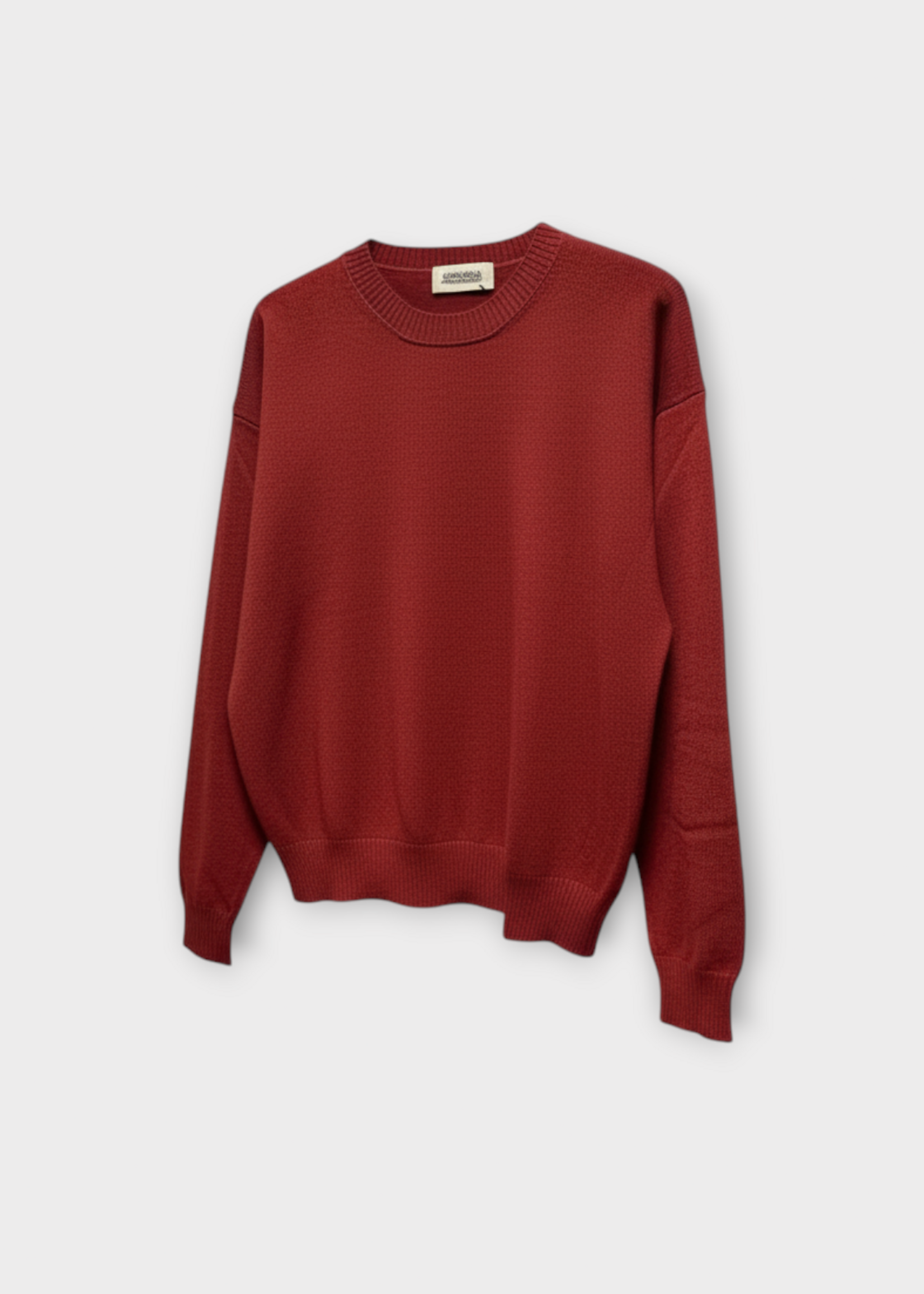 Alexandra Golovanoff AGT Knitwear, Red, Agnes Light Cashmere Crew Neck Sweater in Wine
