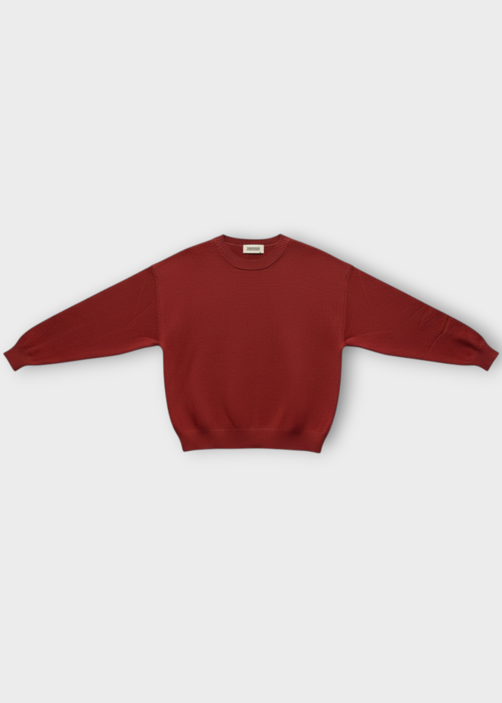 Alexandra Golovanoff AGT Knitwear, Red, Agnes Light Cashmere Crew Neck Sweater in Wine