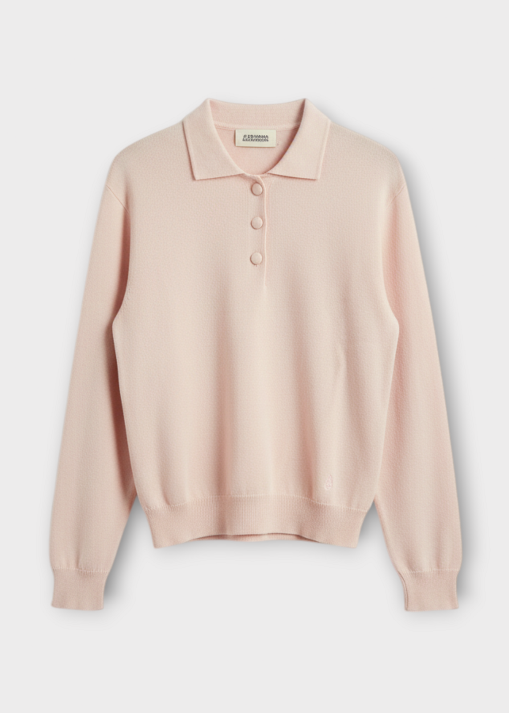 AGT AGT Knitwear, Pink, Leon Cashmere Long Sleeve Polo Knitwear in Blush