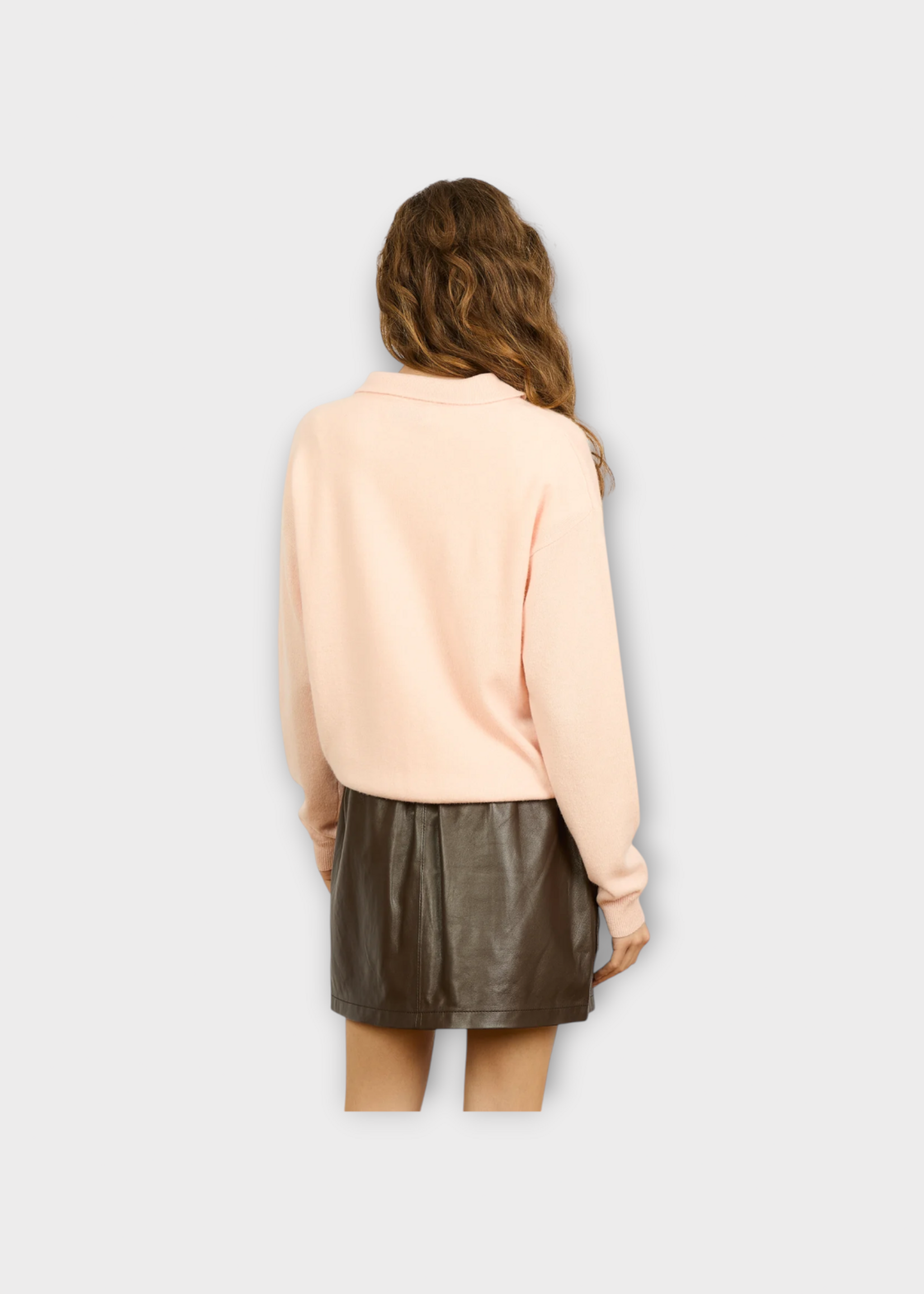 AGT AGT Knitwear, Pink, Leon Cashmere Long Sleeve Polo Knitwear in Blush