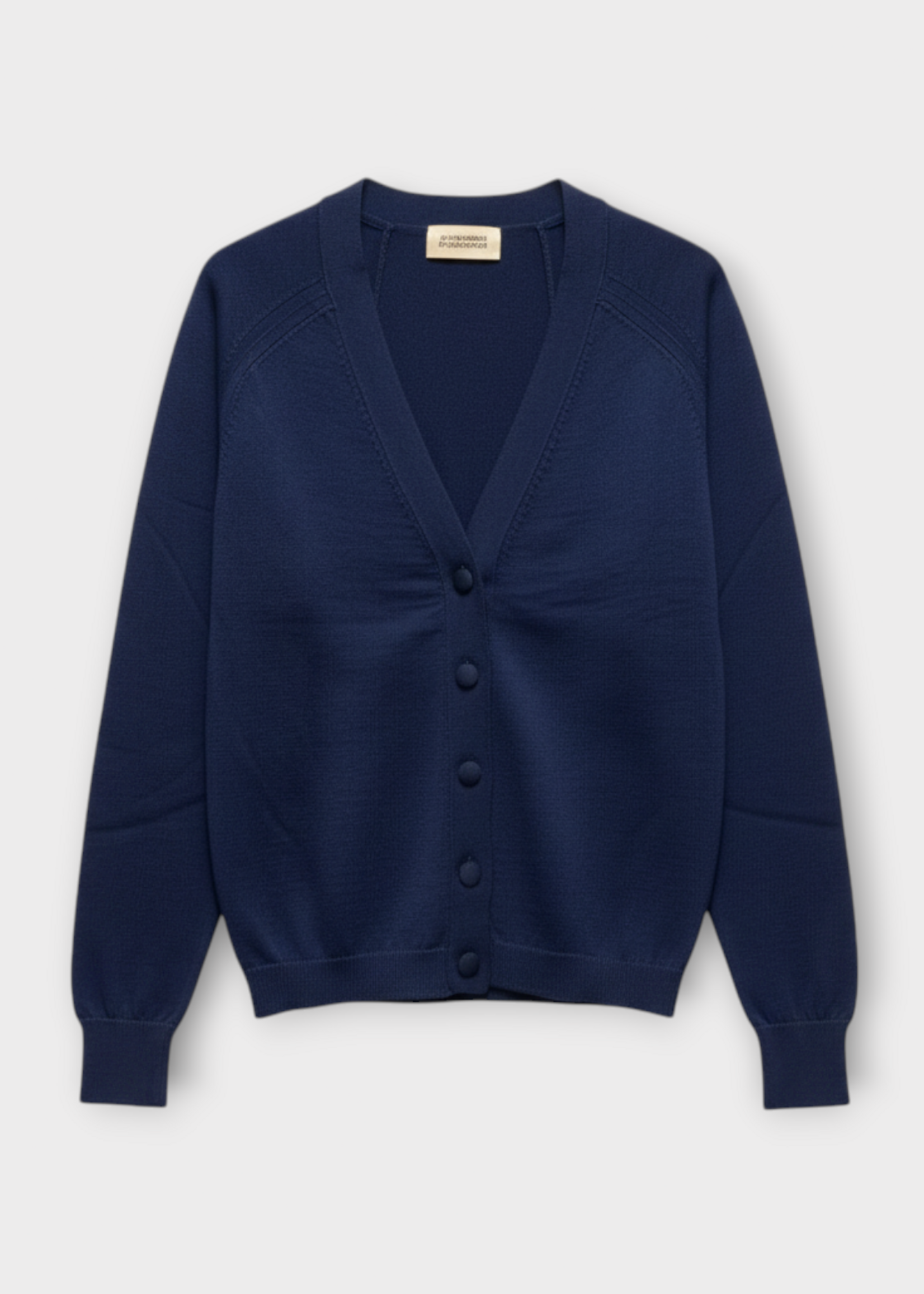 Alexandra Golovanoff AGT Knitwear, Blue, Julien Wool V-Neck Buttoned Cardigan in Encre