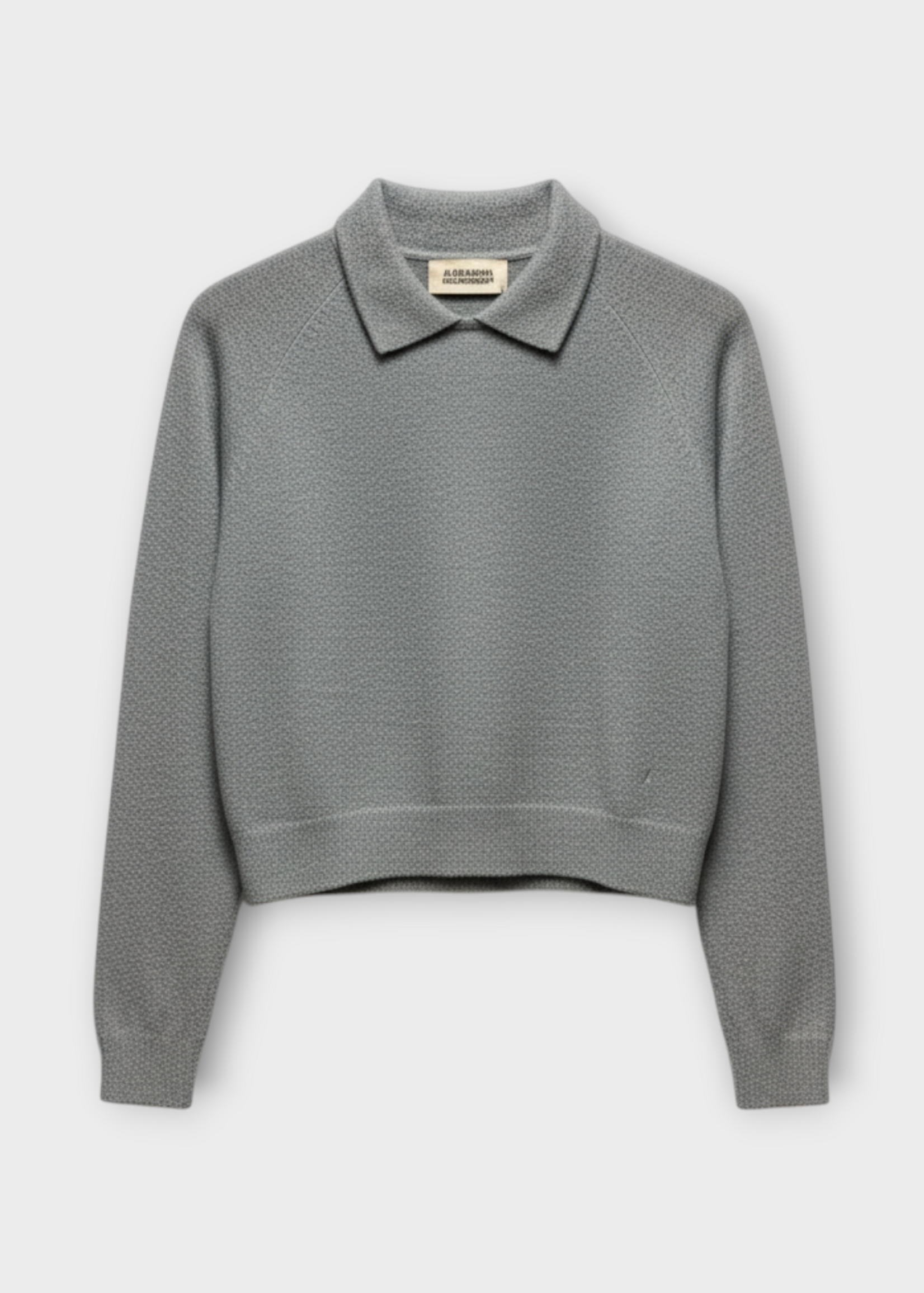 Alexandra Golovanoff AGT Knitwear, Grey, Milan Cashmere & Silk Polo Cropped Sweater in Brume