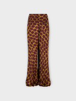 Dries Van Noten Dries Van Noten Trousers, Print, Pila Elasticated Waist Wide Leg Pants In Camel & Brown w/ Fountain Of Eggs Print